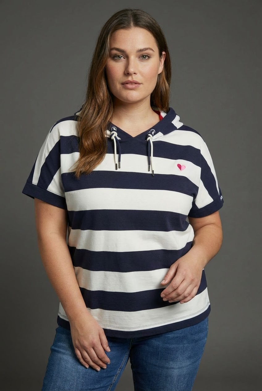Image of KangaROOS Kapuzenshirt Kurzarmshirt, mit Kapuze, hüftlange Schnittform, grosse Grössen
