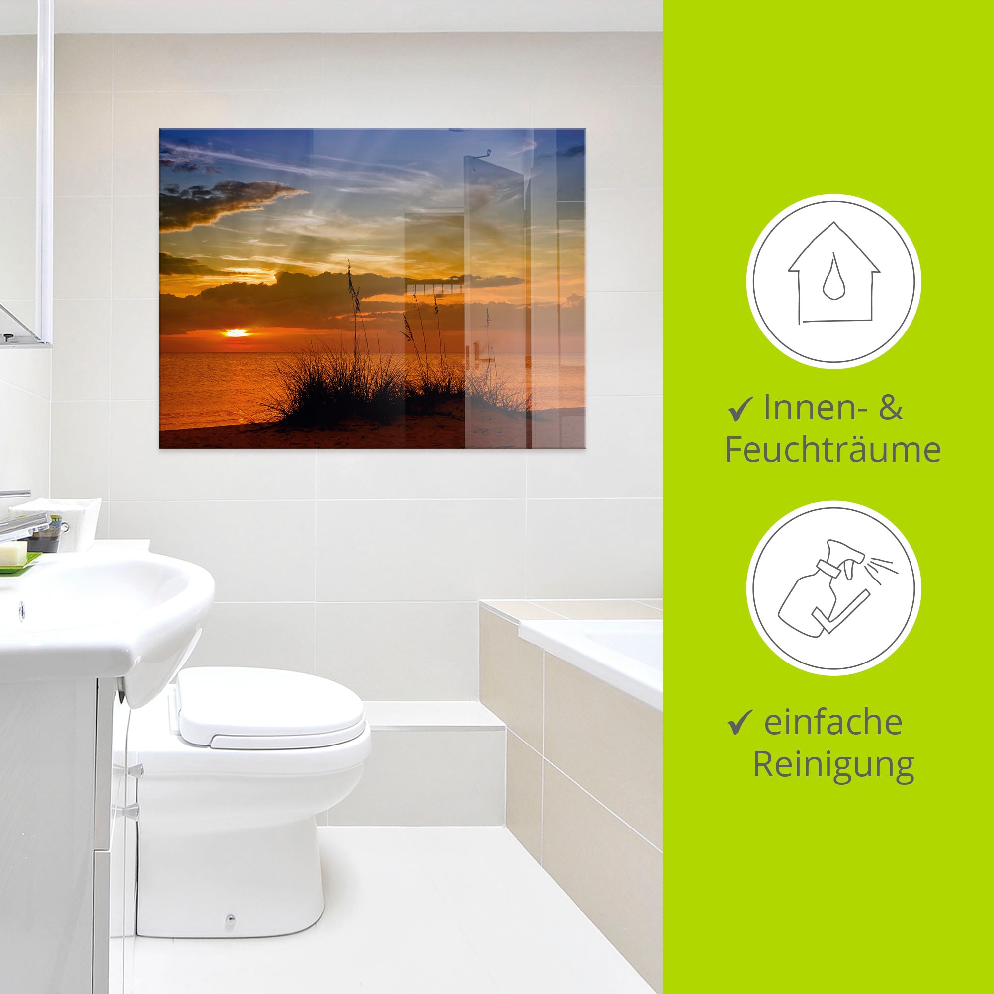 Artland Tableau en verre »Herrlicher Sonnenuntergang« 1 cuis tlg. in verschiedenen Grössen