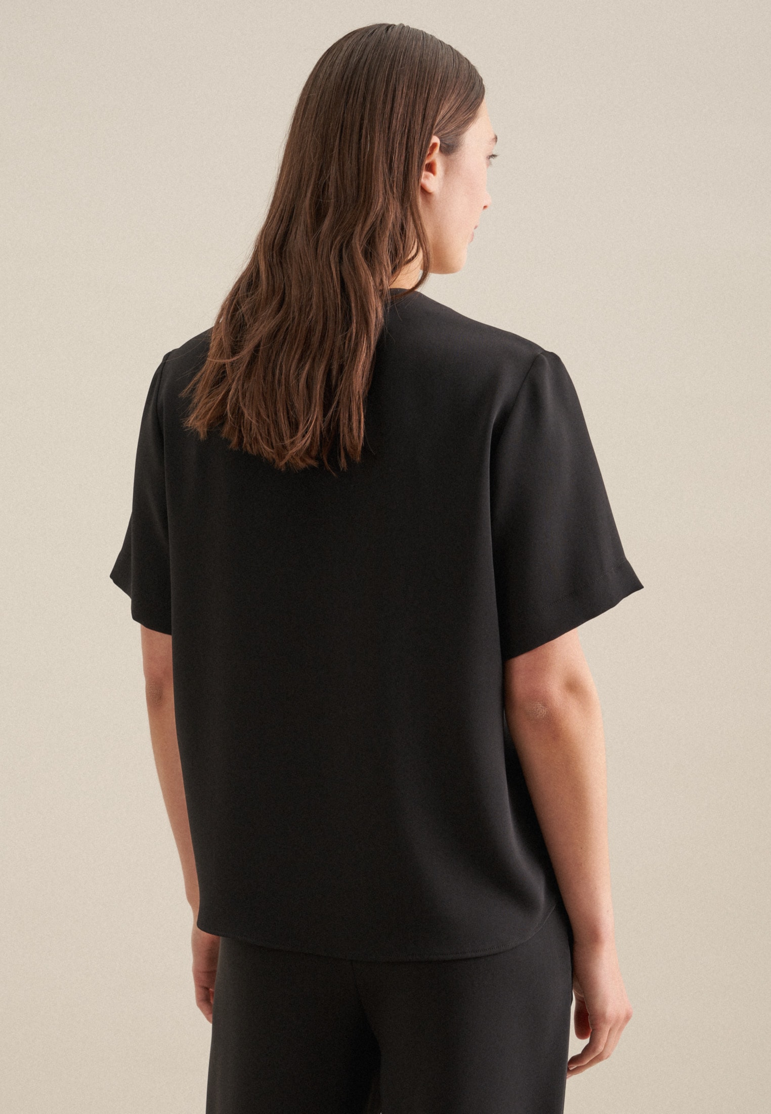 seidensticker Shirtbluse »Schwarze Rose«, Kurzarm V-Neck Uni