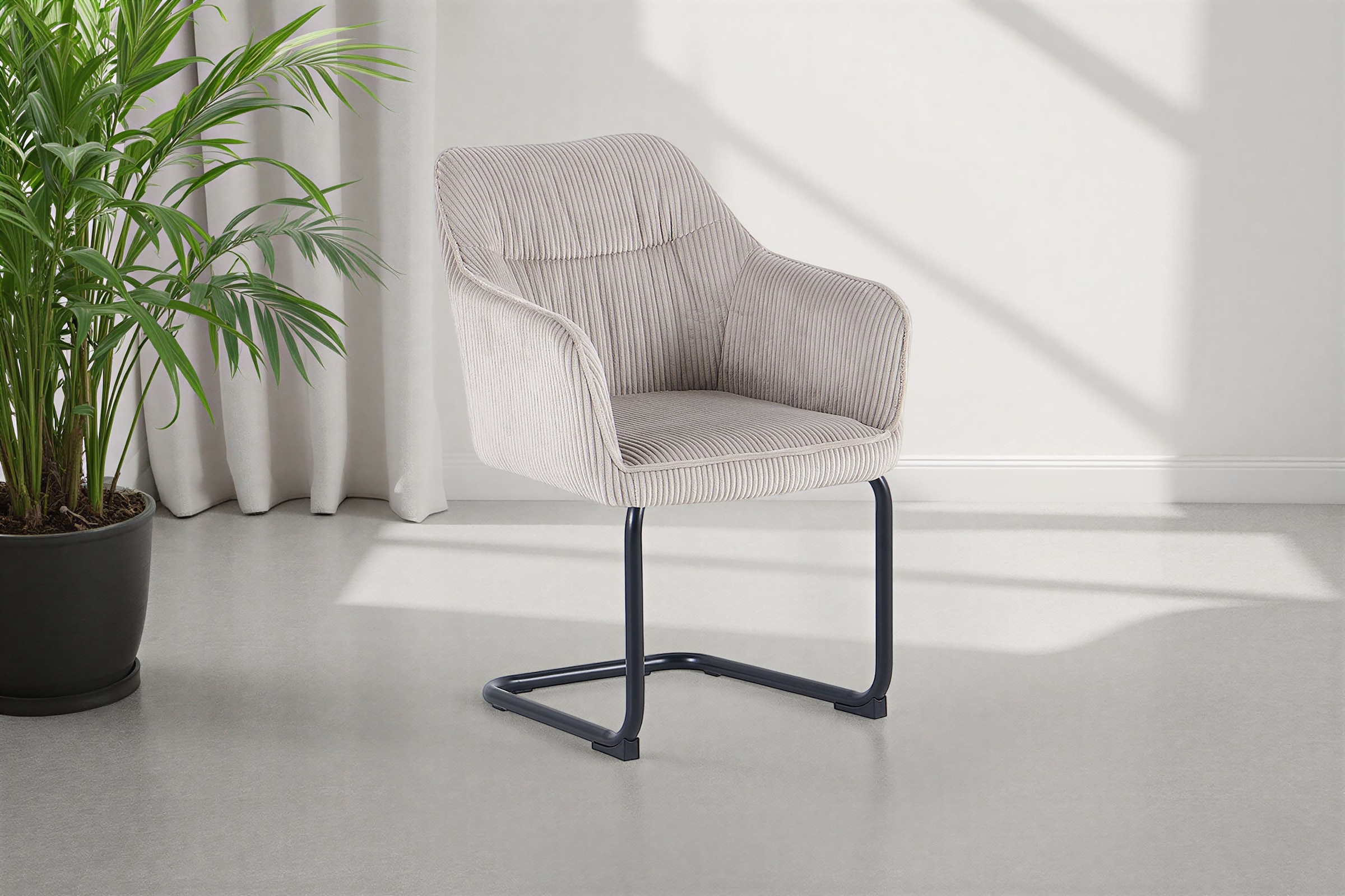 byLIVING Chaise cantilever »ELBA« (Ensemble) 2 cuisGrob-Cord, 110 kg, 180° drehbar Rückholfunktion, Schwingstuhlgestell