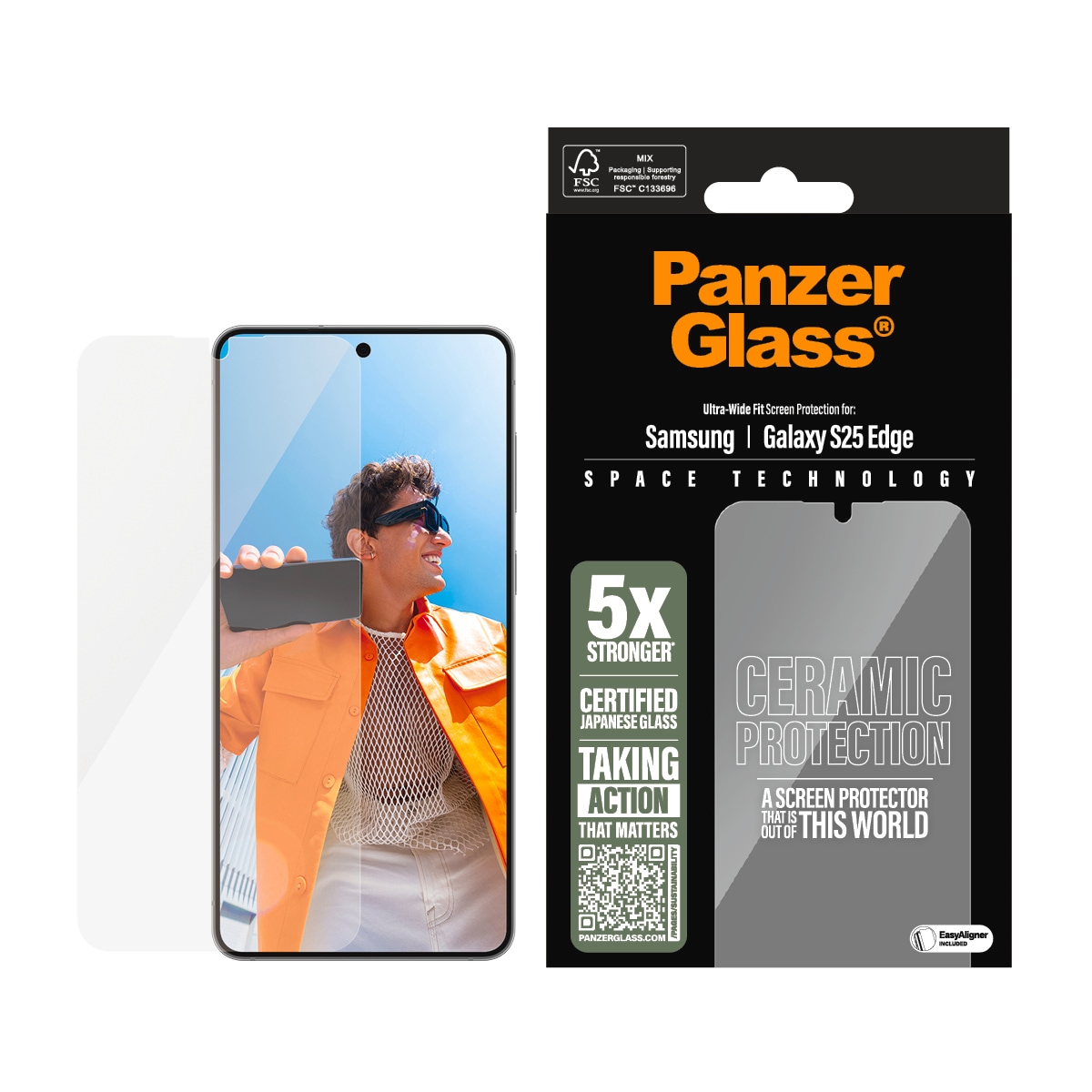 Image of CARE by PanzerGlass Displayschutzglas "Ultra-Wide Fit Ceramic Screen Protection" für Samsung Galaxy S25 Edge Displayschutzfolie, Schutzfolie, Bildschirmschutz, kratz- & stossfest