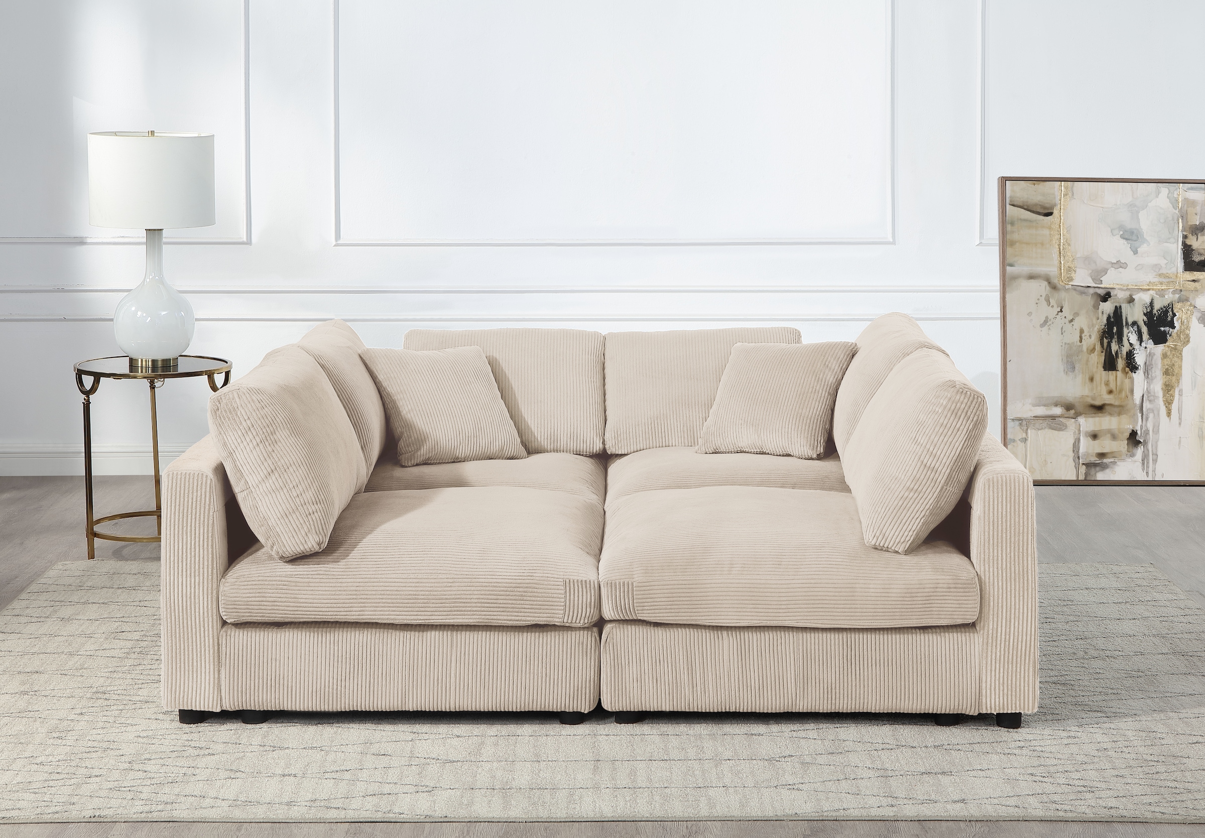 RAUM.ID 4-Sitzer »Bennid, XXL-Modulsofa mit vielen individuellen Stellmöglichkeiten«, (Set, 4 St.), inklusive 2 grossen & 2 kleinen Zierkissen im flauschigen Cord
