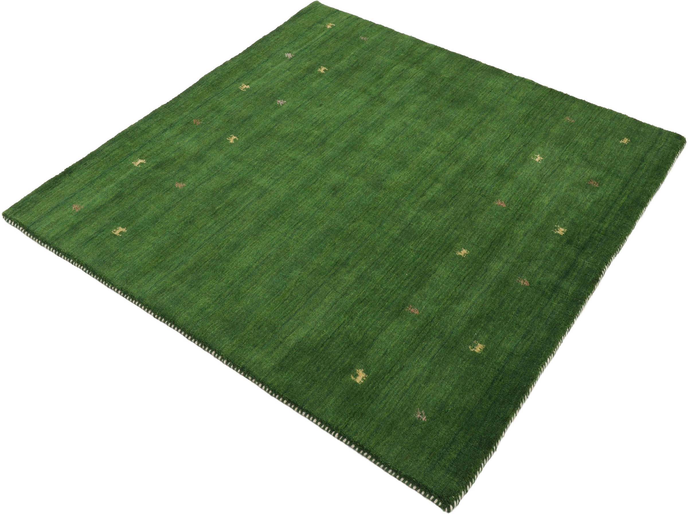 Image of carpetfine Wollteppich "Gabbeh-Uni" quadratisch 15 mm Höhe reine Wolle, handgewebt, Gabbeh Loom Tiermotiv, Sonderform Quadrat
