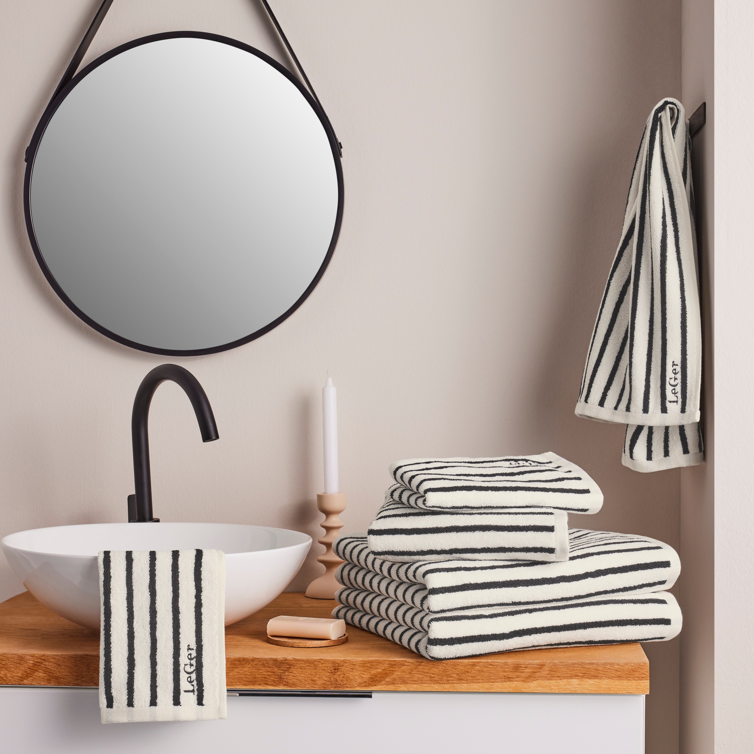 LeGer Home by Lena Gercke Handtuch Set »Tamsin, Duschtücher, Handtücher, Gästetücher, Premium 500 gr/m²« Set 6 Stk. Frottier mit Logostikerei, 100% Baumwolle, gestreift, weich, 5 Jahre Garantie