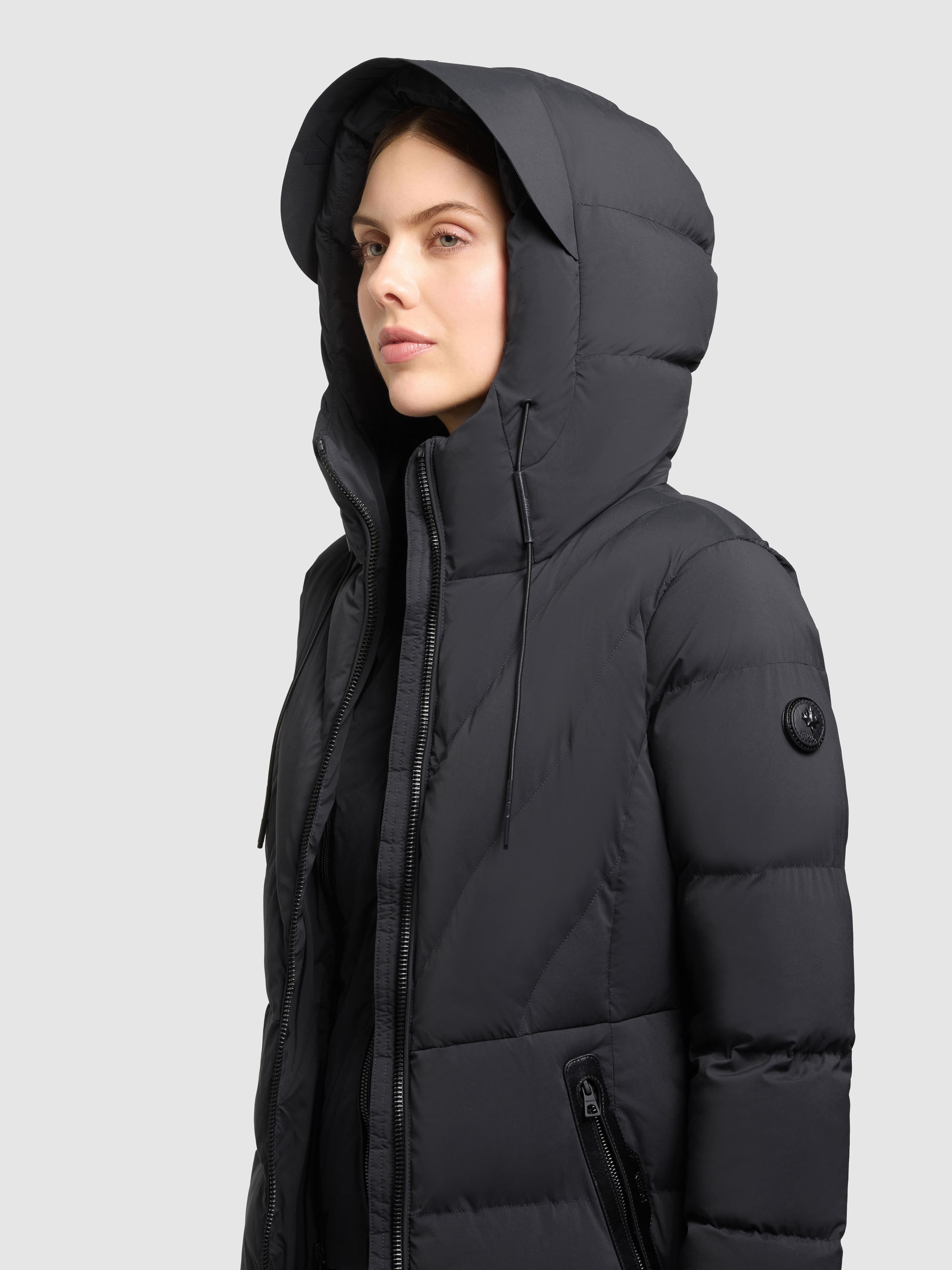khujo Steppjacke »RABB2« mit Kapuze Applikationen aus Kunstleder