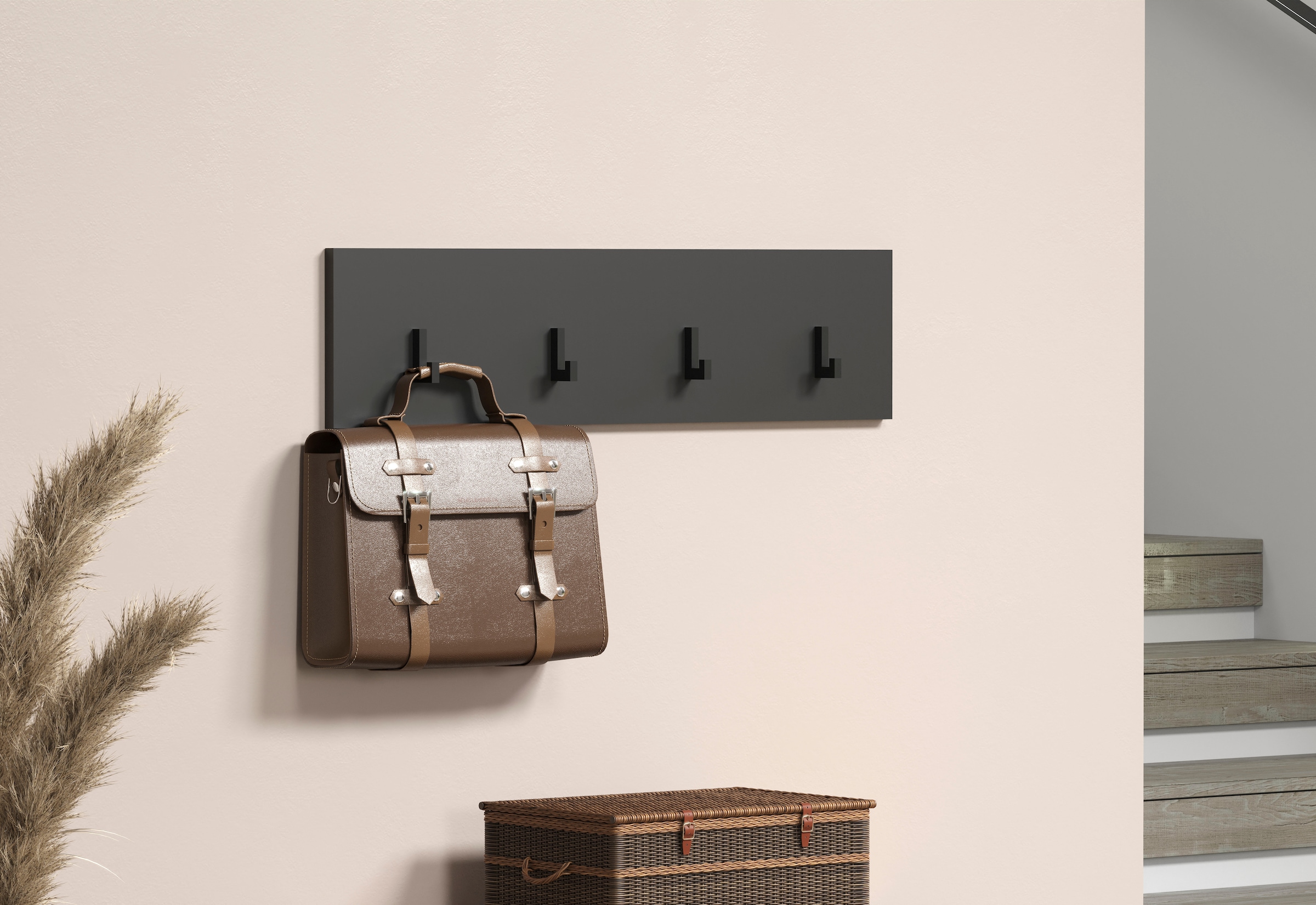 Home affaire Garderobenleiste »Estepona« Wandpaneel mit 4 Kleiderhaken – (B/T/H) 80/2/20 cm