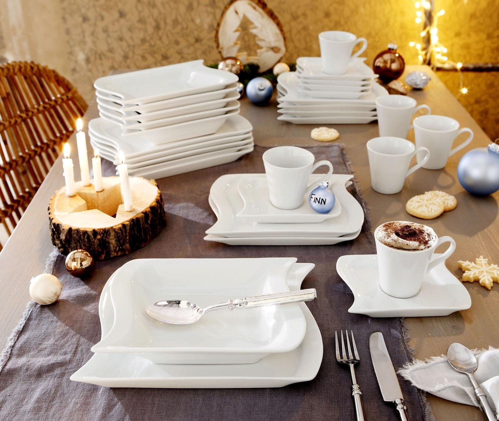 Form, »Geschirr-Set 6 Marchetto«, Home (Set, Tafelservice schwungvolle tlg.), für affaire Teile, günstig Personen 12 weiss, kaufen Teller Set, 12