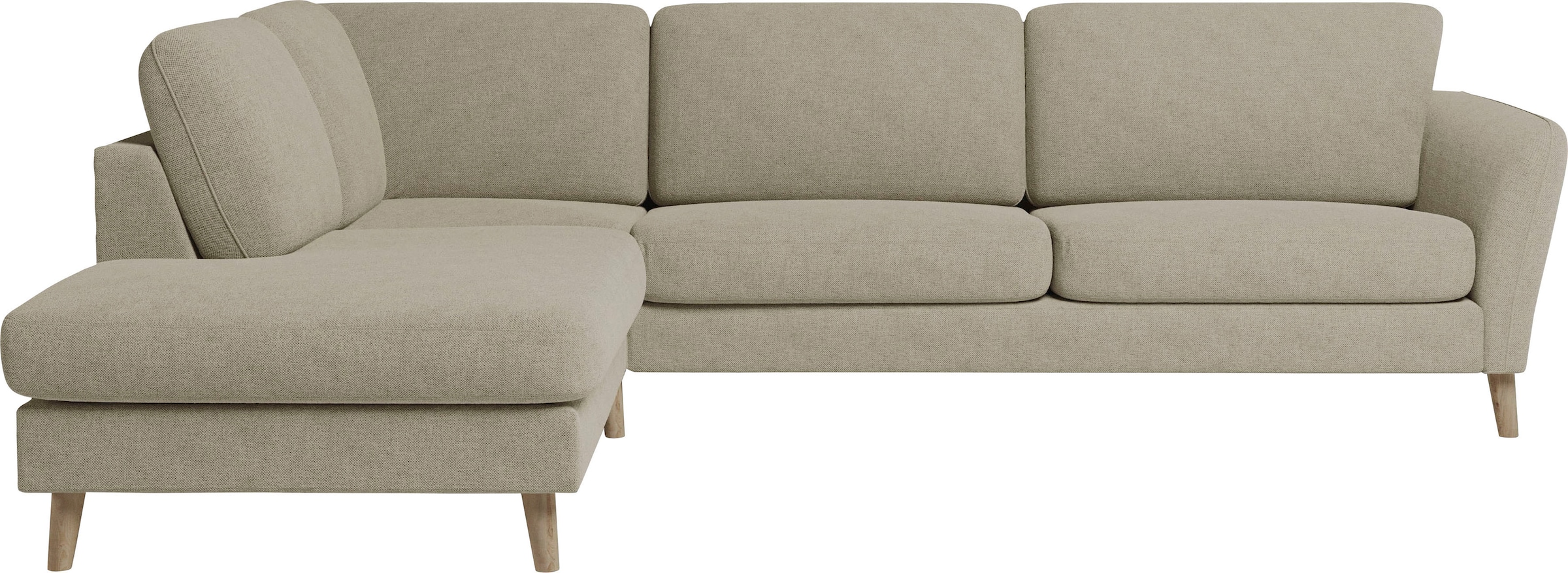 Home affaire Ecksofa »MARSEILLE 278/202 cm, L-Form, Ottom. rechts/links, verschiedene Bezüge«, Massivholzbeine Eiche, Landhausstil, Wellenunterfederung