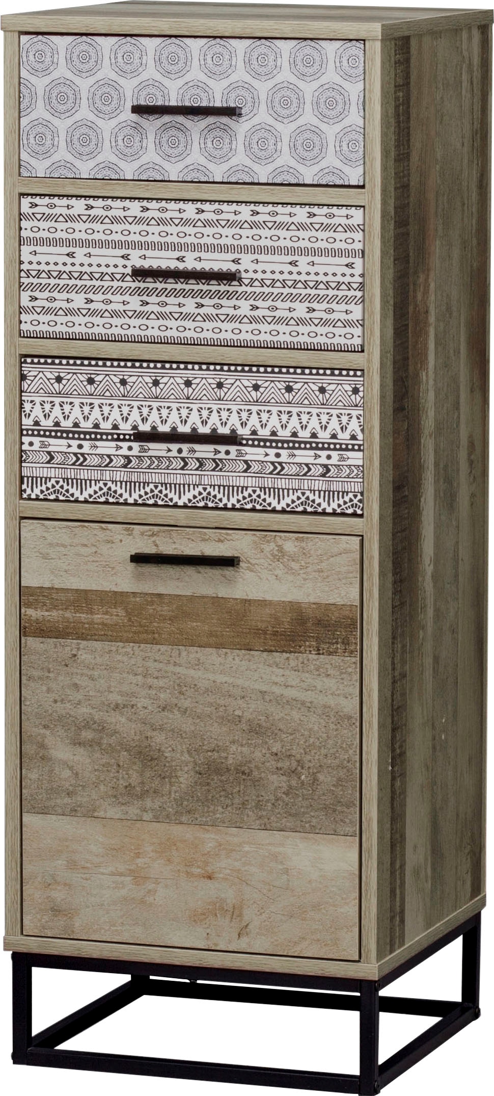 SIT Commode »Mailbox mit 3 Schubladen und Tür in Holzoptik« Façades décoratives à motifs noir et blanc dans un design scandinave