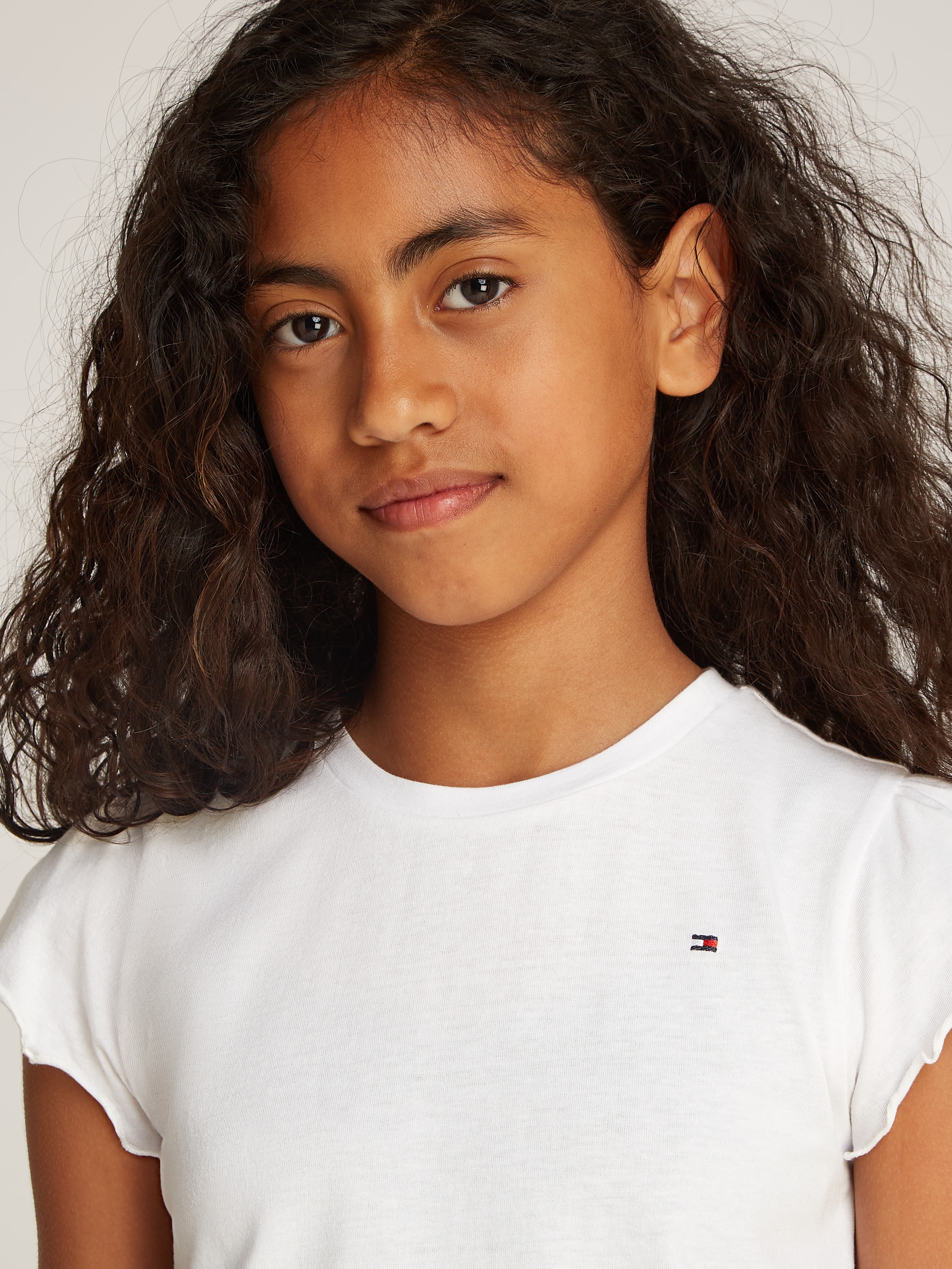 Tommy Hilfiger T-Shirt »ESSENTIAL RUFFLE SLEEVE TOP« mit gewelltem Ärmelabschluss