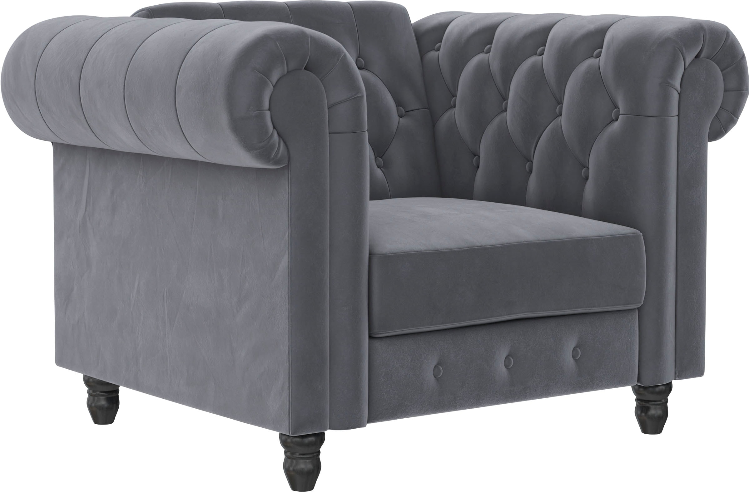 Dorel Home Chesterfield-Sessel »Felix«, mit Rückenlehne 3-fach verstellbar, Beine Massivholz, Sitzhöhe 46 cm