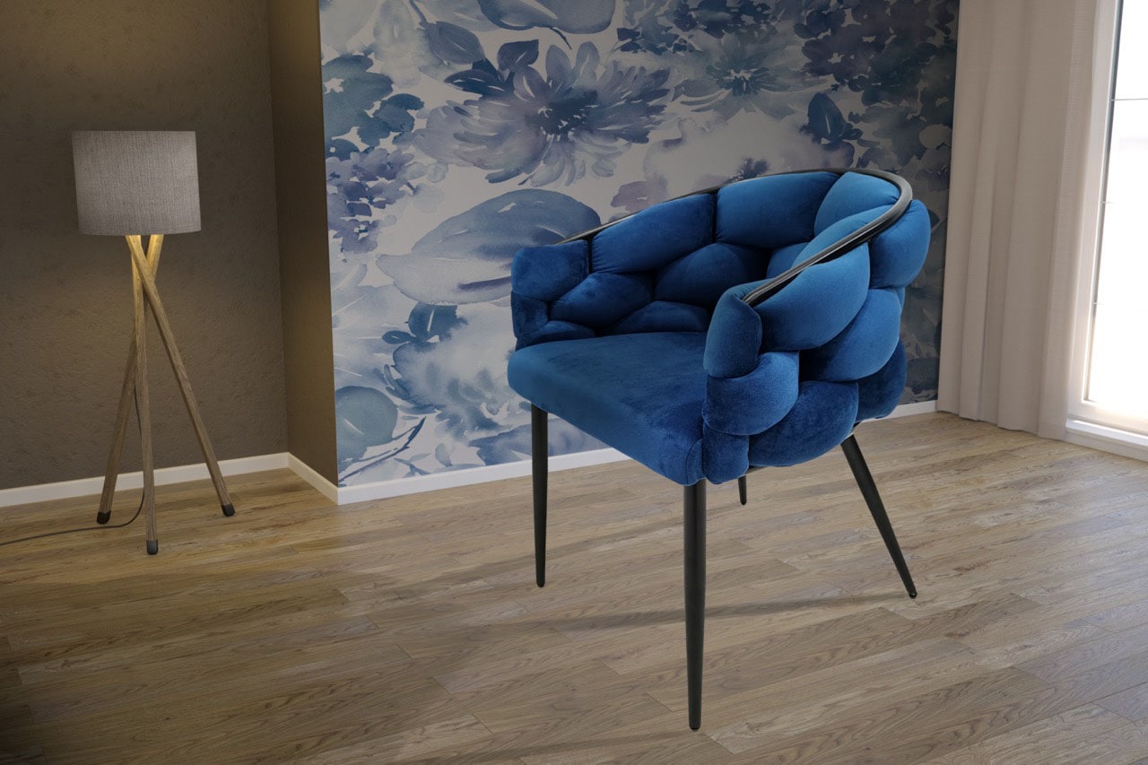 Kayoom Polsterstuhl »Stuhl Grace 125 2er-Set, Gestell aus Eisen, bequem gepolstert« (Set) 2 Stk.Graziöses Design, absolutes Eye-Catcher, geflochtener Rücken