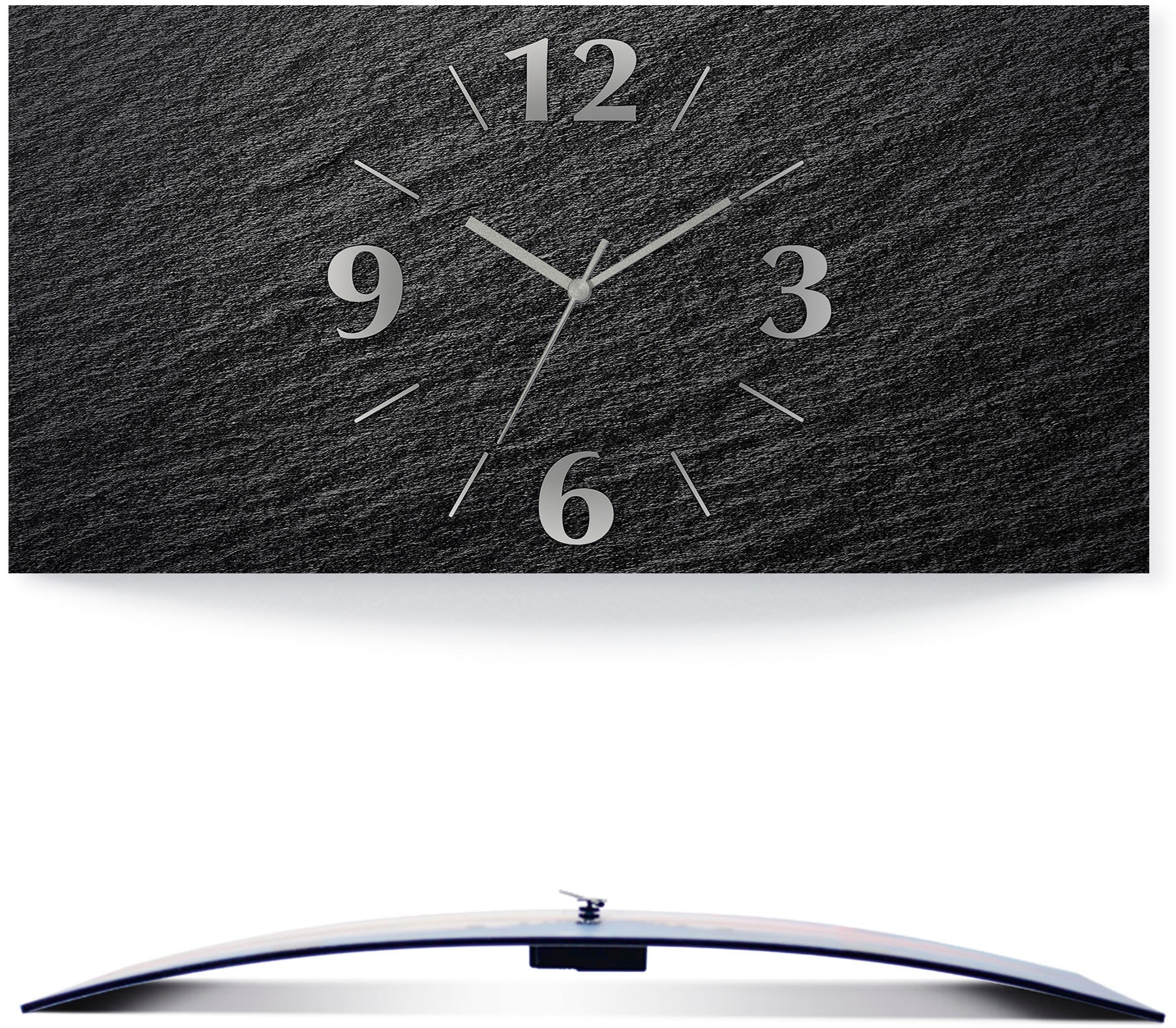 Image of Artland Wanduhr »Schiefer«, 3D Optik gebogen, lautlos, ohne Tickgeräusche, nicht tickend, geräuschlos - wählbar: Funkuhr o. Quarzuhr, moderne Uhr für Wohnzimmer, Küche etc. - Stil: modern bei Ackermann Versand Schweiz