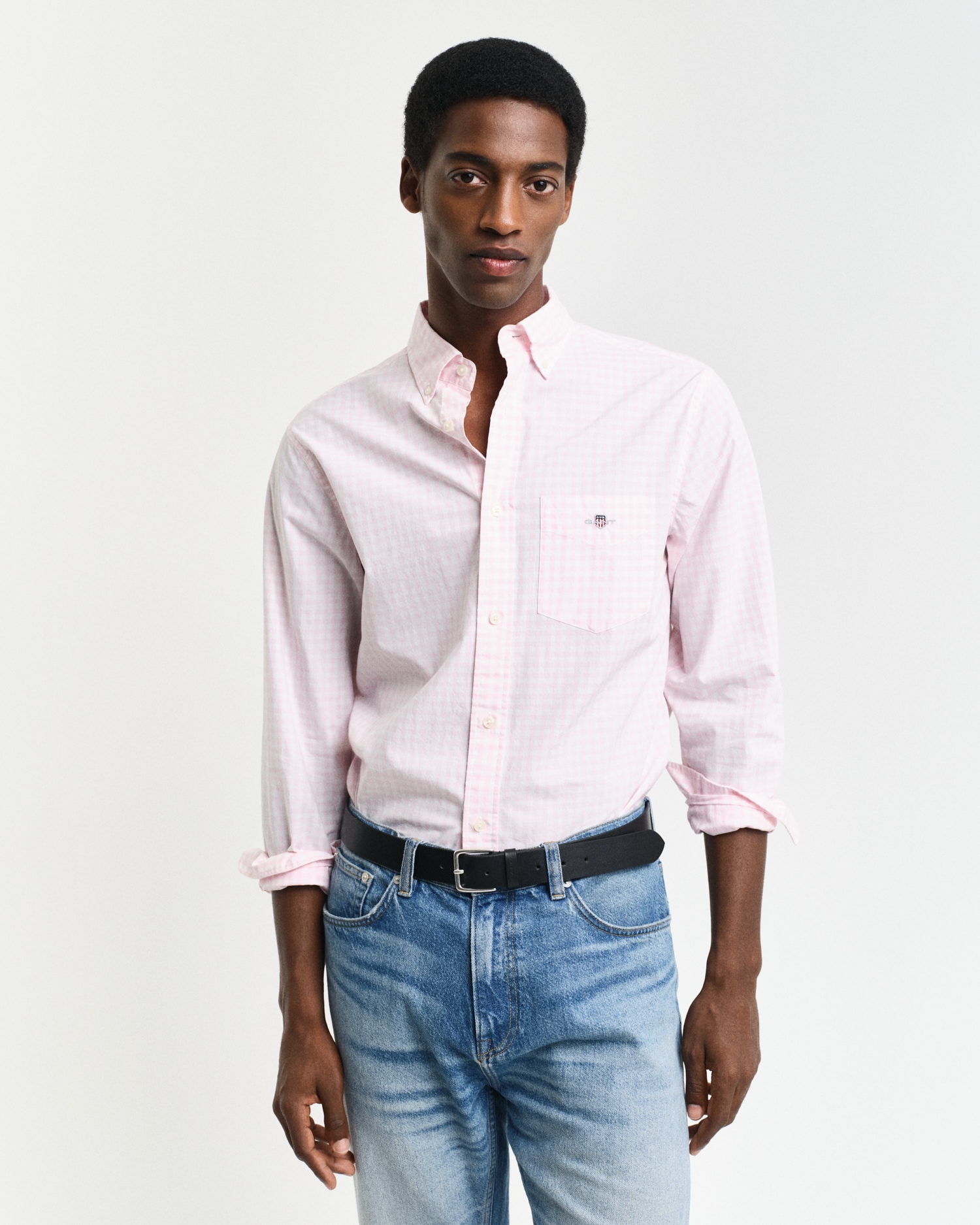 Gant Langarmhemd »REG POPLIN GINGHAM SHIRT«, mit Logostickerei auf der Brust