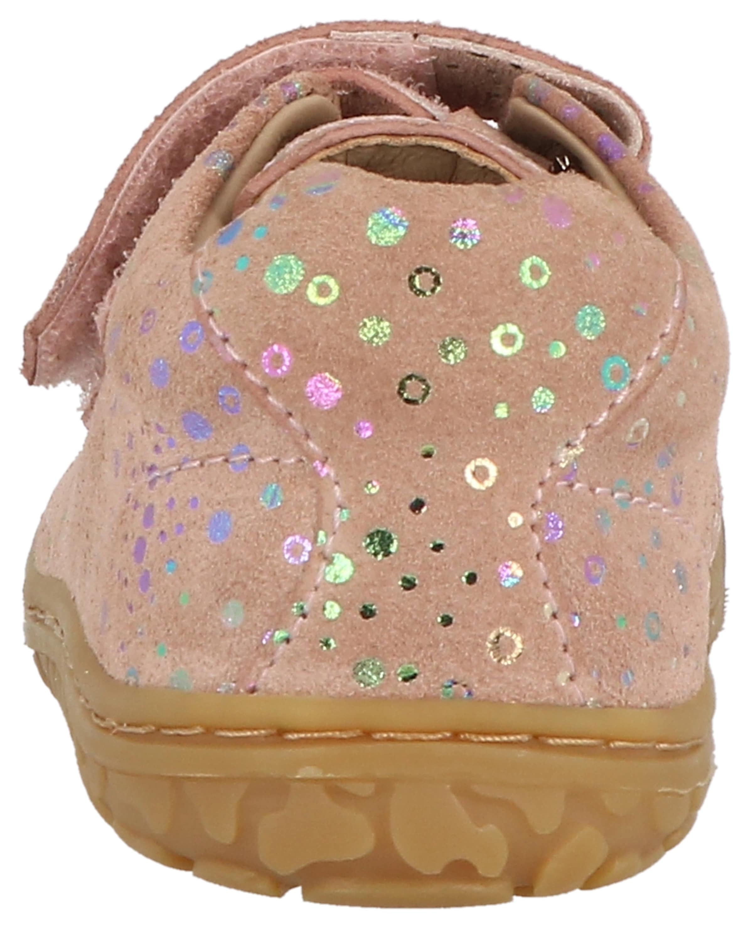 Lurchi Chaussures pieds nus »Noah Barefoot«  , Klettschuh, farbiger Glitzerdruck, Grössenschablone zum Download
