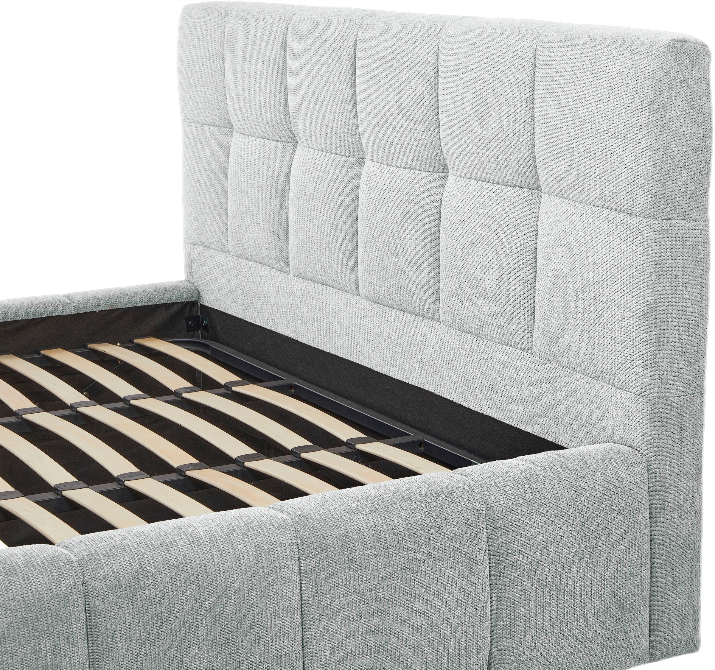 GOODproduct Lit rembourré »EDDION, Stauraumbett mit Lattenrost und Bettkasten, 180x200cm« hochwertiger Chenille-Bezug, gepolstertes Kopfteil und Rahmen