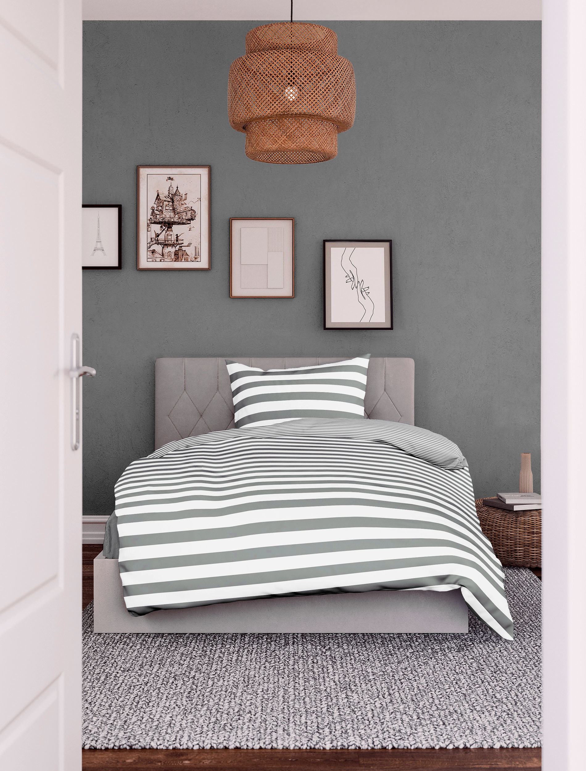 BIERBAUM Bettwäsche »Modern Stripes«, Mako-Satin, 100 % Baumwolle, gestreift, pflegeleicht