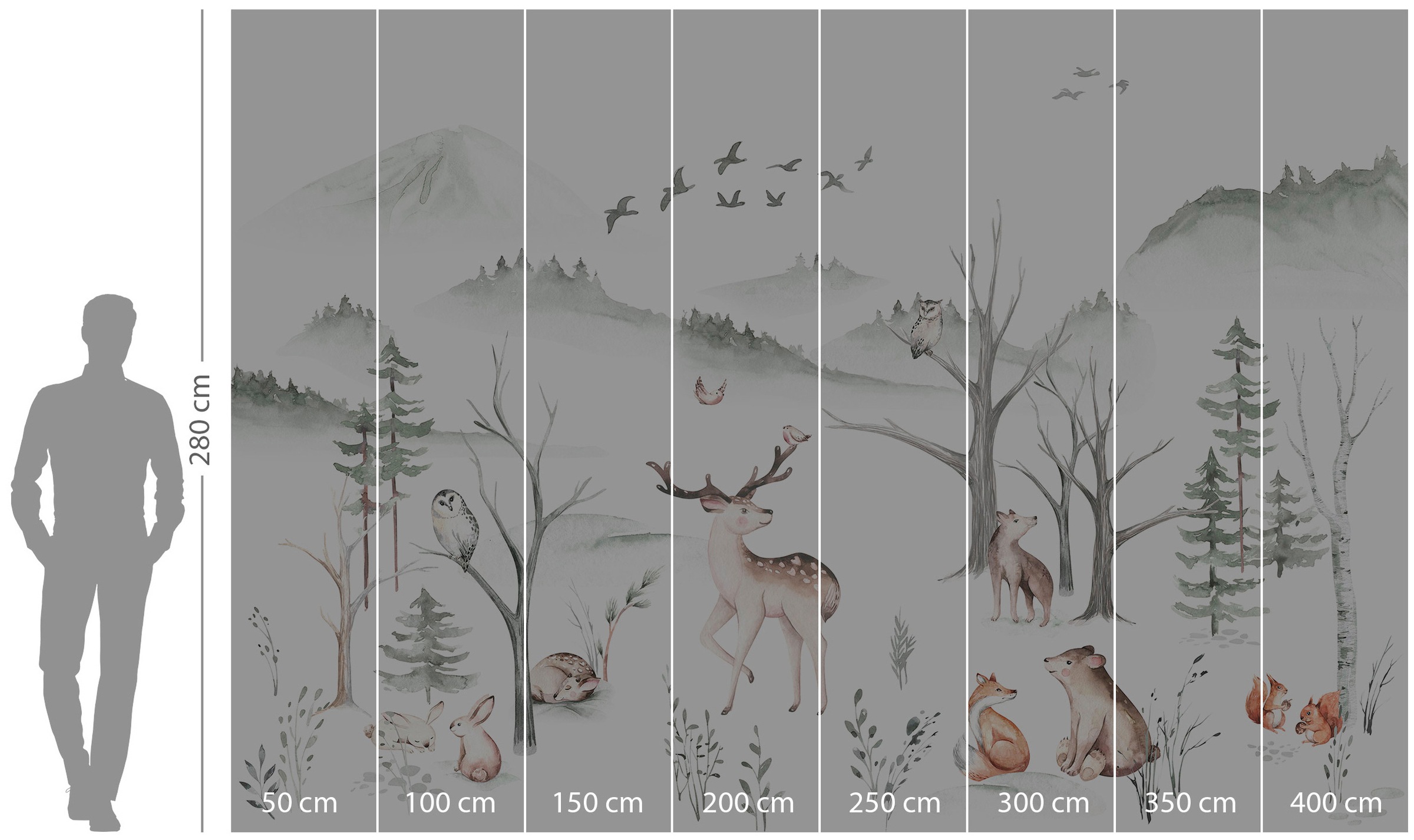 Komar Vliestapete »Digitaldruck Vlies - Cozy Woods - Grösse 400 x 280 cm«, bedruckt, Kinderzimmer