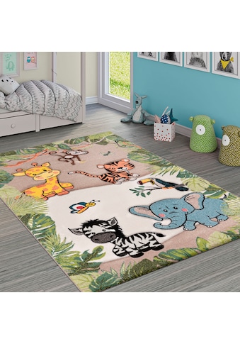 Kinderteppich »Diamond 644«, rechteckig, 3D-Design, Motiv Dschungel Tiere, Kinderzimmer