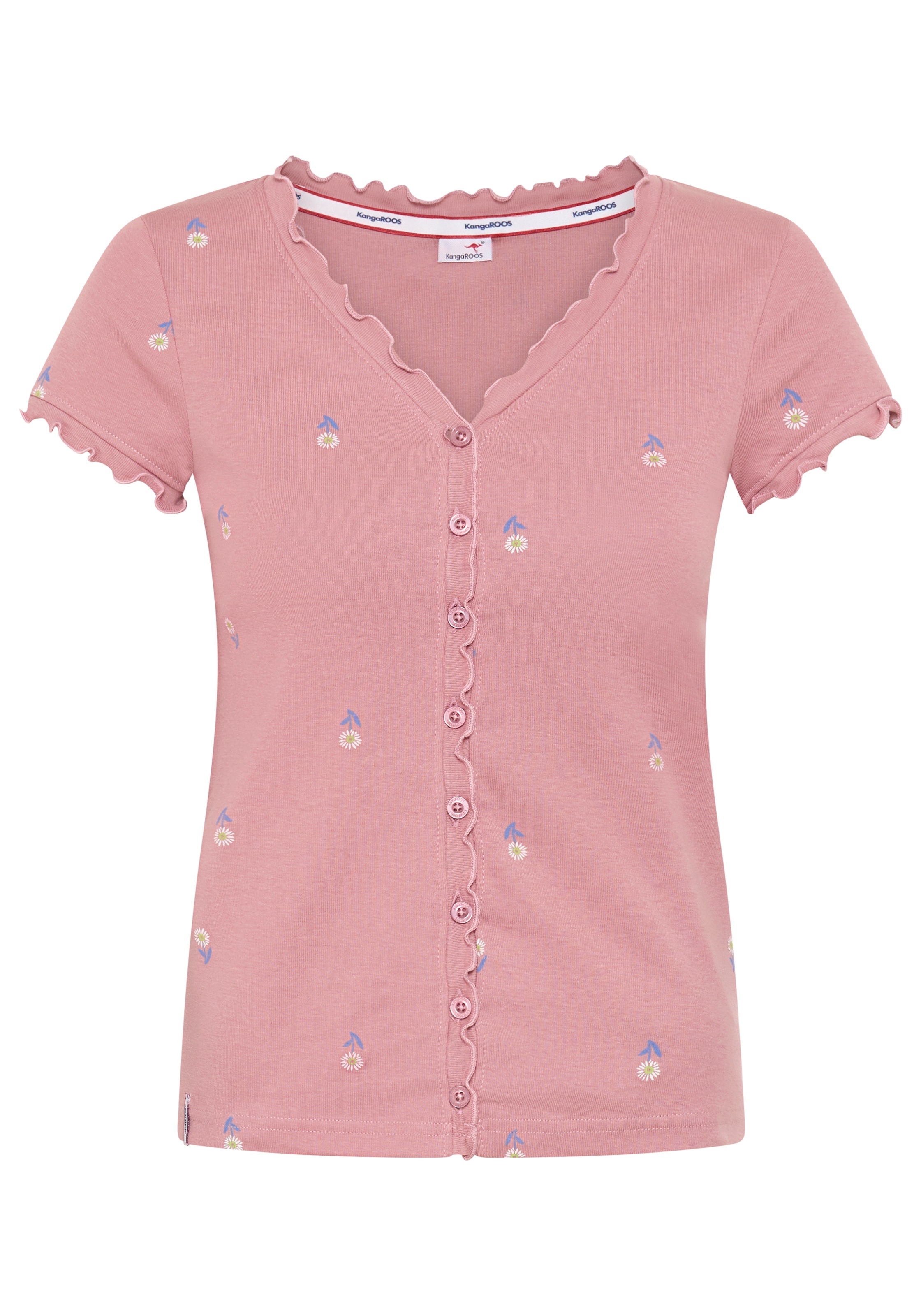 KangaROOS T-shirt à manches courtes kurzärmelig,  figurbetont,  aus Baumwolle