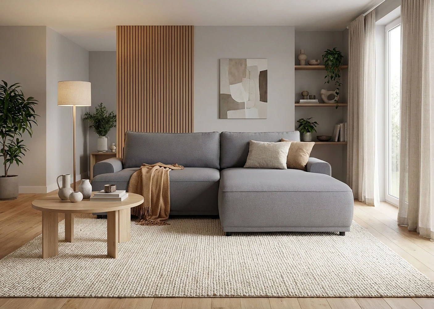 Image of TRENDMANUFAKTUR Ecksofa "Fordon, Schlafsofa mit Bettkasten, Couch in L-Form, Breite 250 cm" in Struktur LUMOS, 3D-Effekt, anthrazit, Recamiere rechts