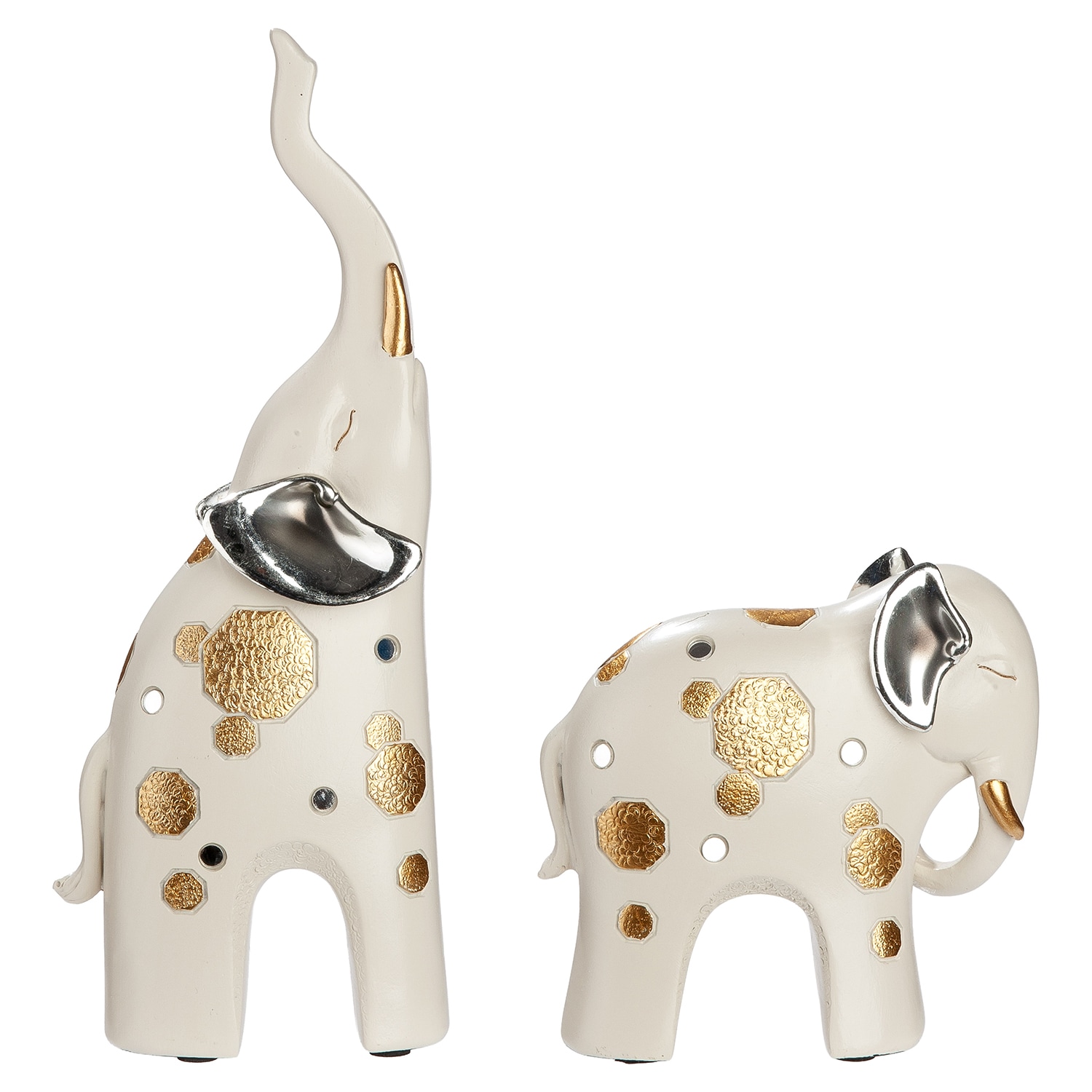 Image of GILDE Skulptur "2tlg. Set Figur Elefant Midas weiss" Tierfigur Glückssymbol Dekoelefant elegantes Design Ethno-Stil