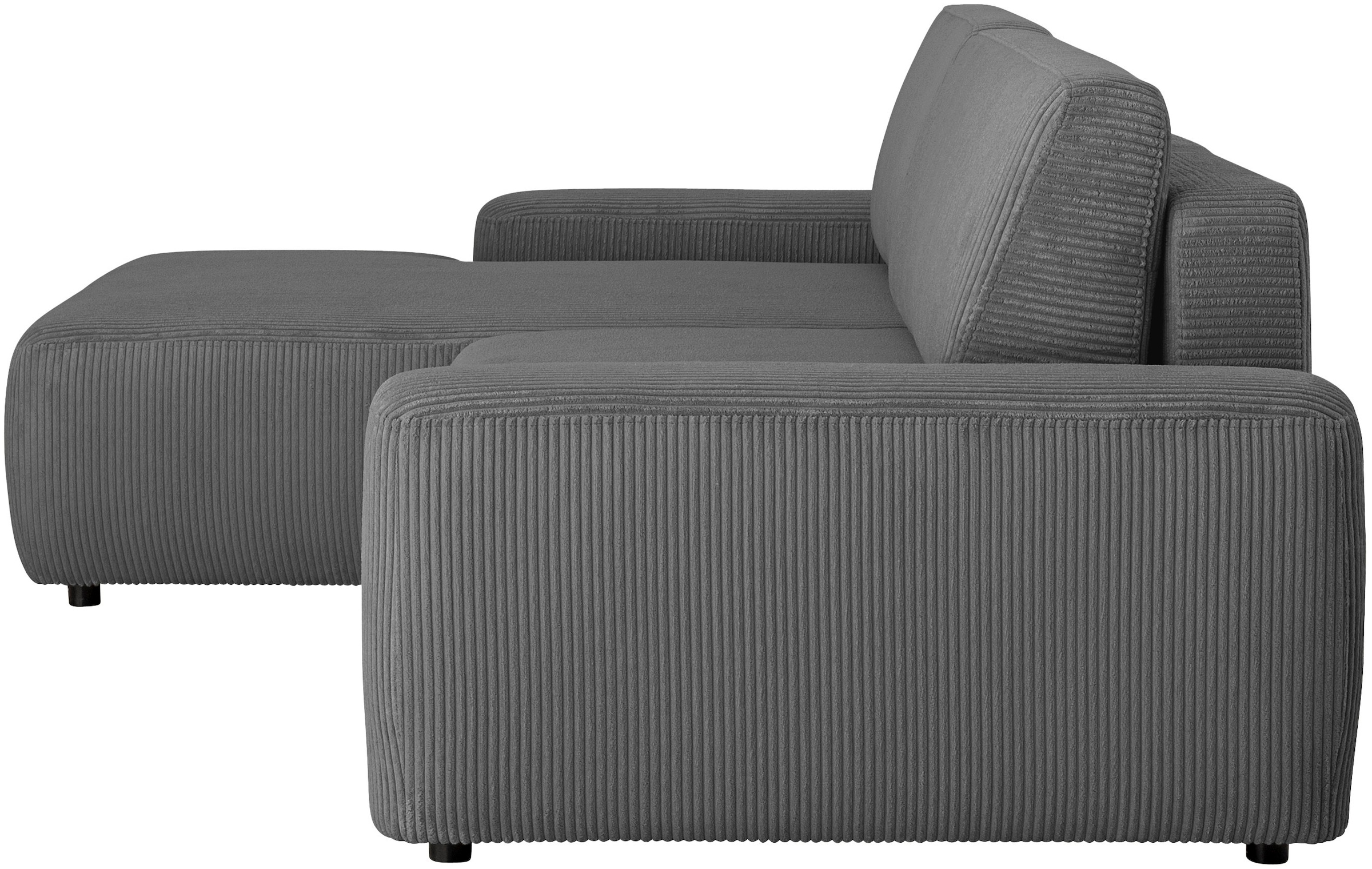 Home affaire Ecksofa »TORGE (264cm), Schlafsofa in Cord, Samtvelours o Struktur fein, L-Form« Schlaffunktion, Bettkasten, Liegefläche: 125/210 cm