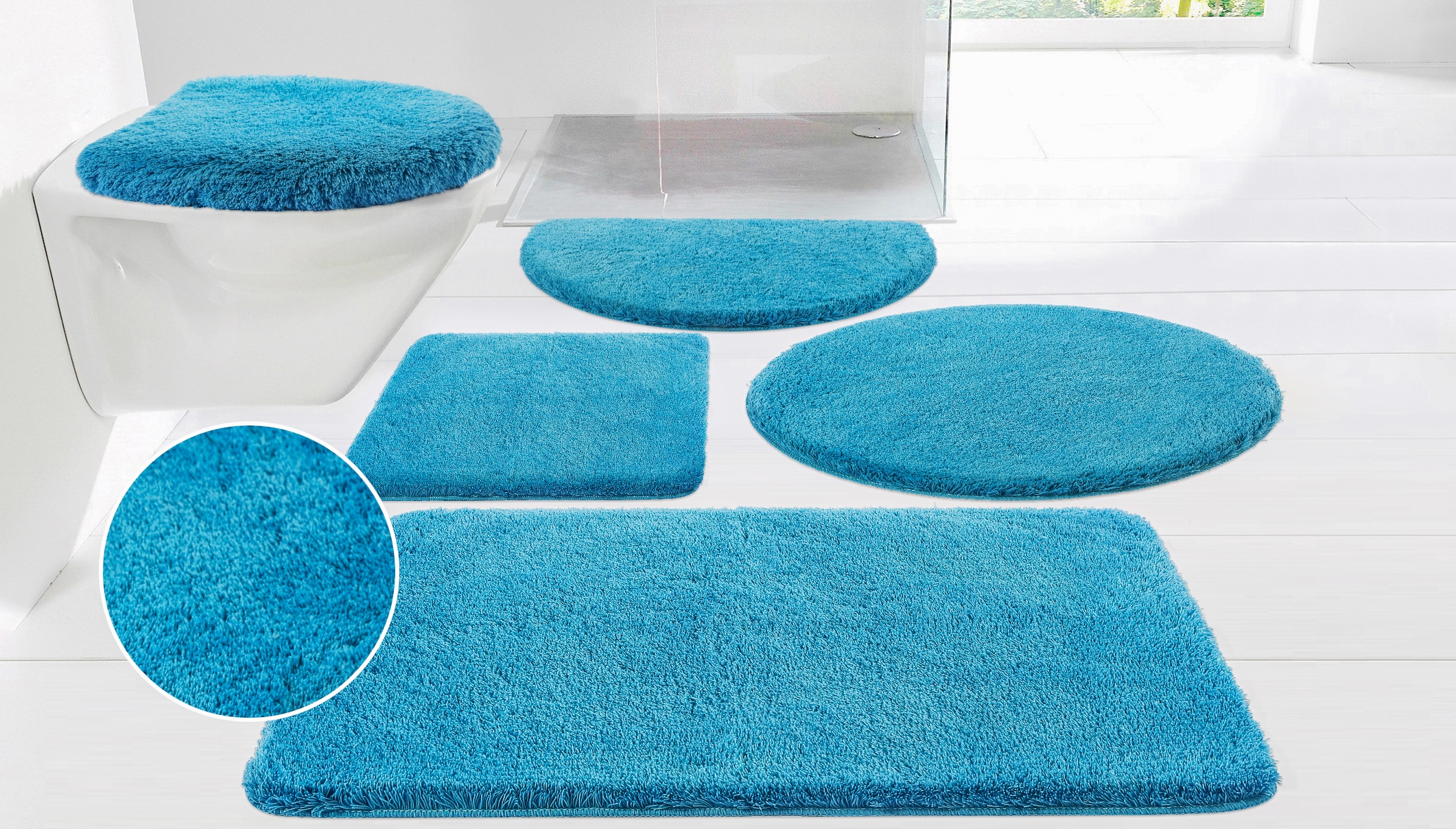 my home Badematte »Merida, Badvorleger, Badezimmer Teppich« Höhe 32 mm rutschhemmend beschichtet fussbodenheizungsgeeignet | schnell trocknend | strapazierfähig Badteppich, Uni Farben, rechteckig, rund & als 2-tlg. Set erhältlich