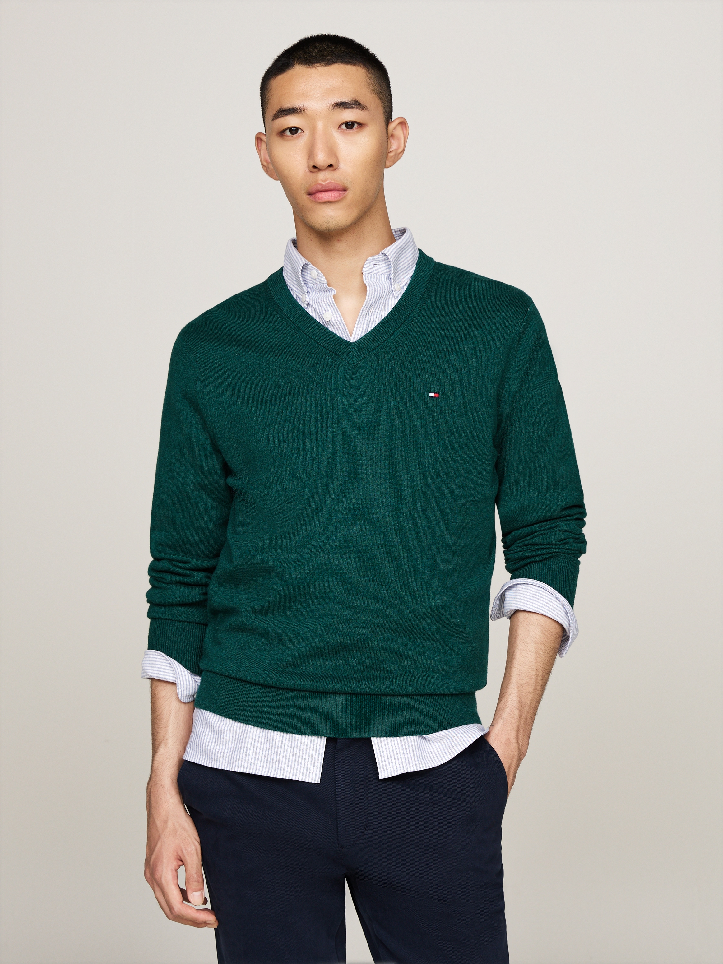 Tommy Hilfiger V-Ausschnitt-Pullover »PIMA ORG CTN CASHMERE V NECK«