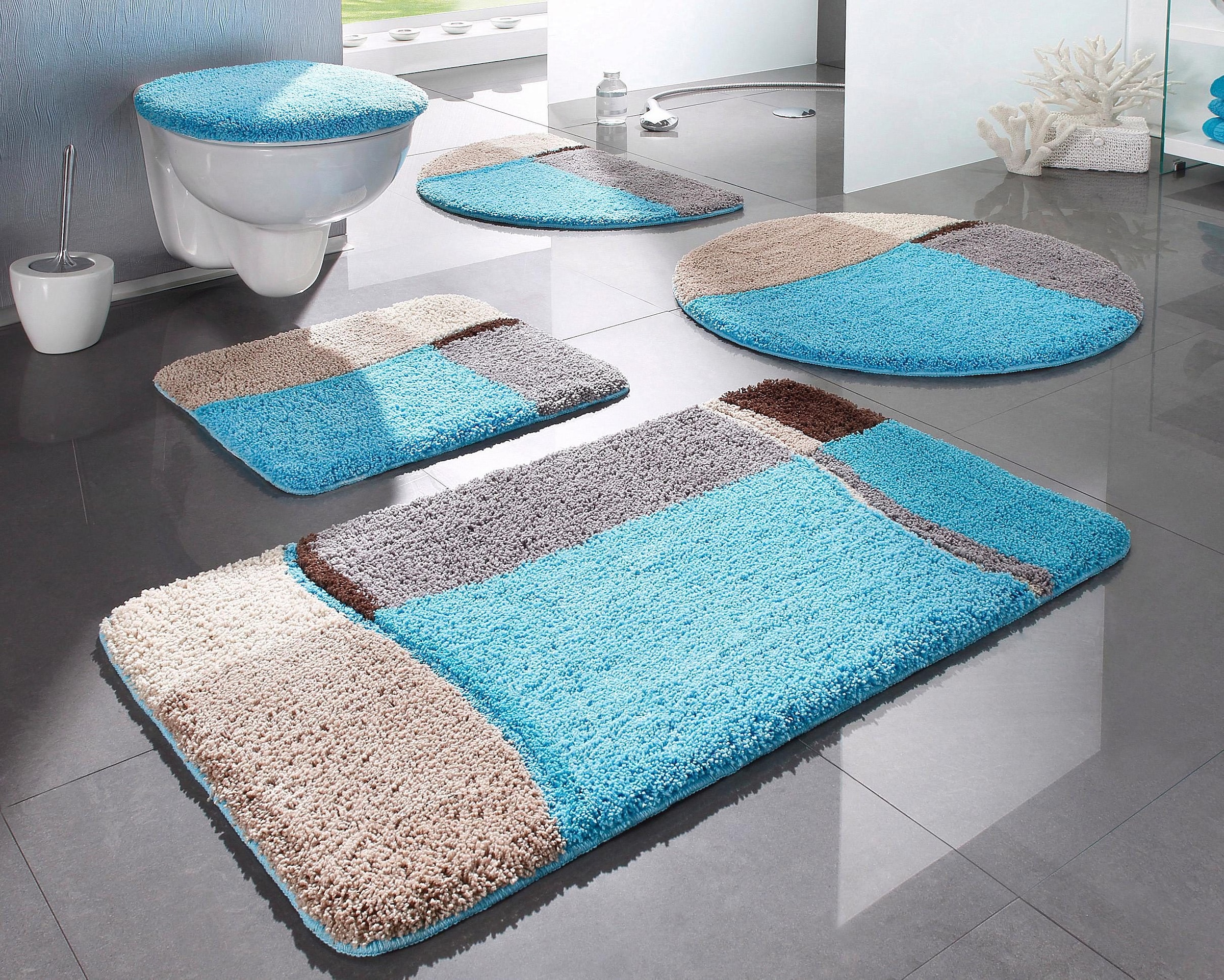 my home Badematte »Belio«, rutschhemmend beschichtet, fussbodenheizungsgeeignet-schnell trocknend-strapazierfähig, Badematte, Badteppich, Badematten auch als 2 tlg. Set erhältlich, bunt