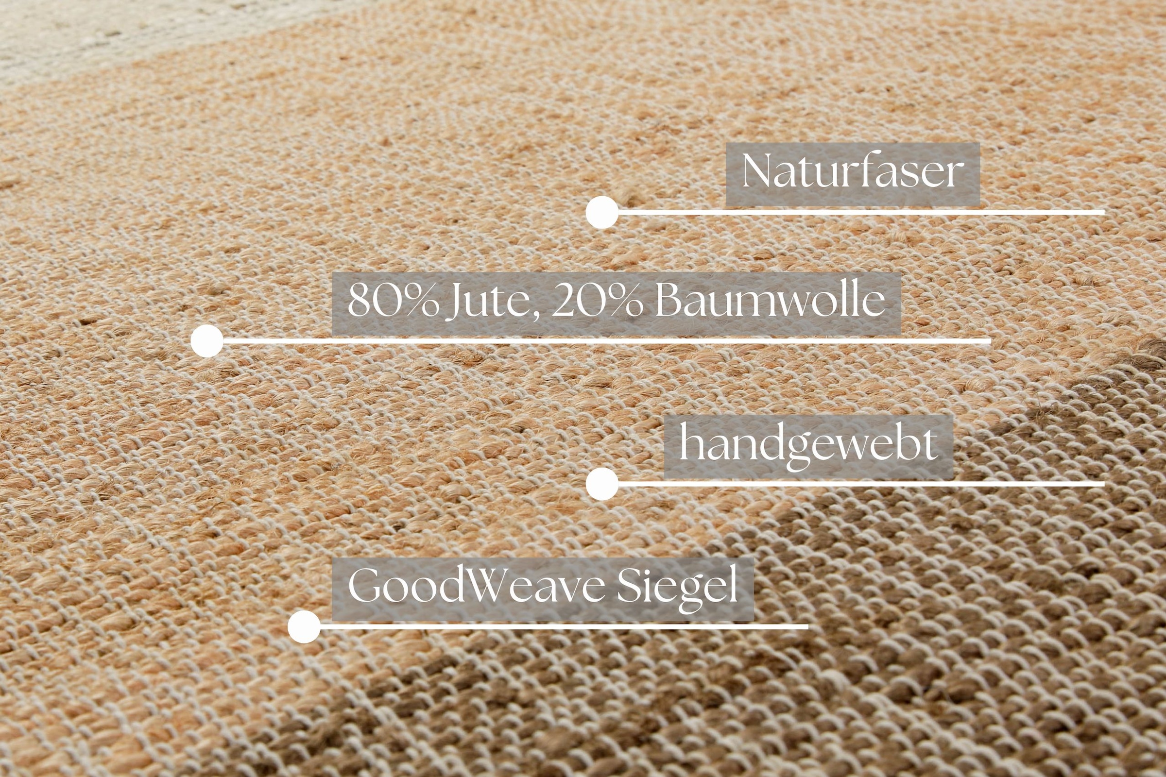 GOODproduct Teppich »Dallin« rechteckig 4 mm Höhe 80% Jute, handgewebt, mit Fransen, Wohnzimmer, Naturfaser