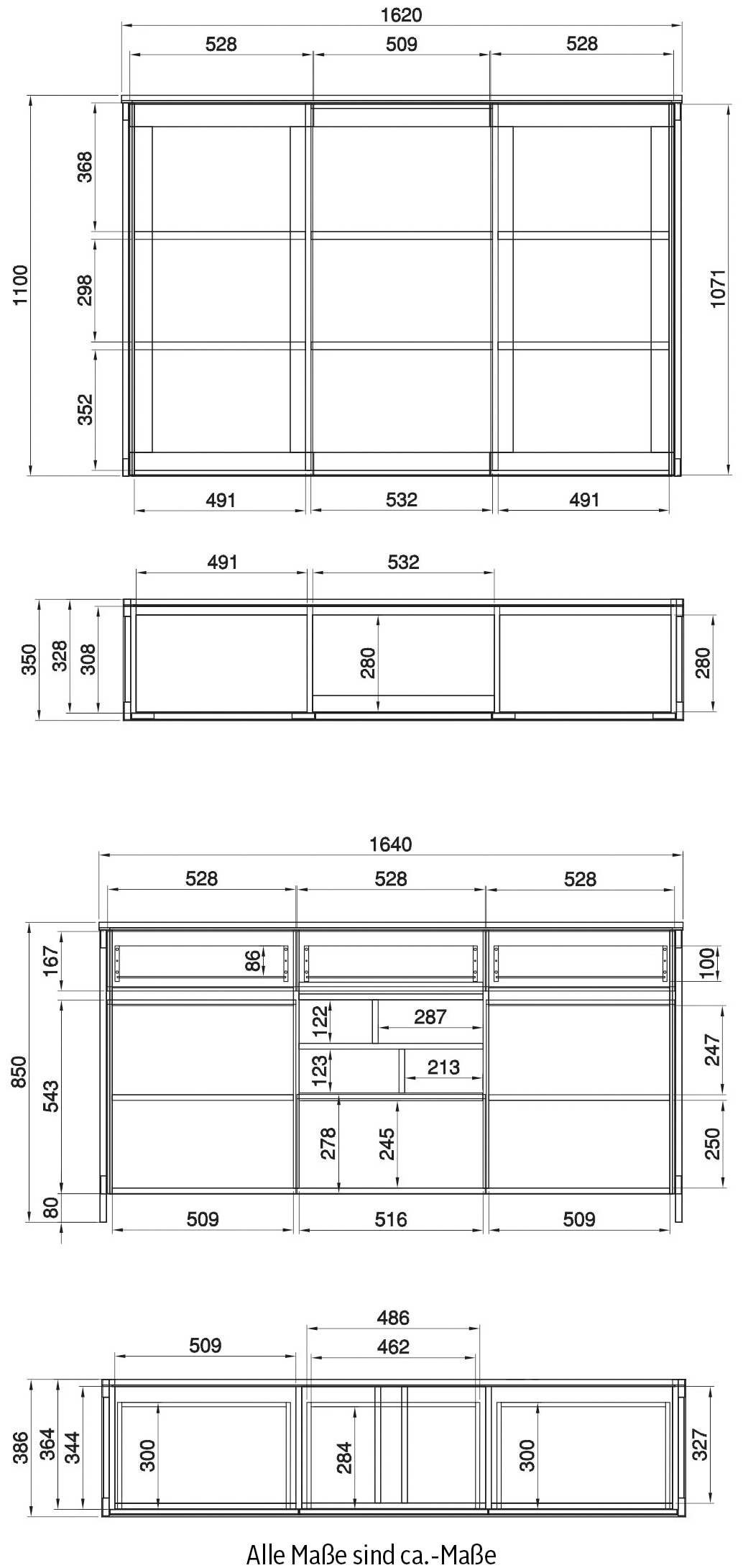 Home affaire Buffet »Stranda, Hochschrank im Scandi-Style, moderner Schrank« Rahmenoptik, ausreichend Stauraum, vielseitig einsetzbar, 164 cm breit