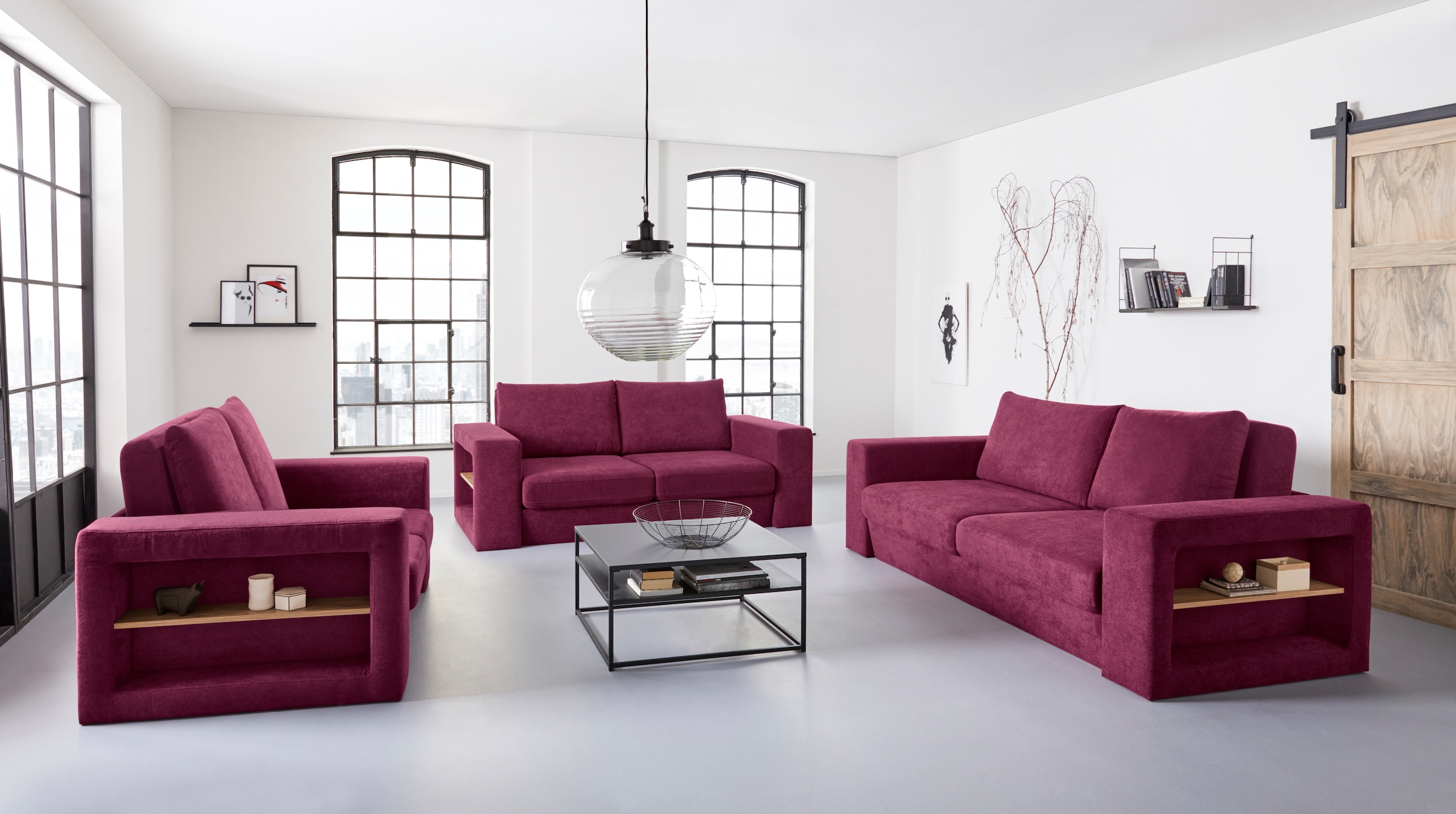 LOOKS by Wolfgang Joop 4-Sitzer »Looksvb«, Verwandlungssofa: aus Sofa wird Sofa mit 2 Hockern, mit Regalfunktion