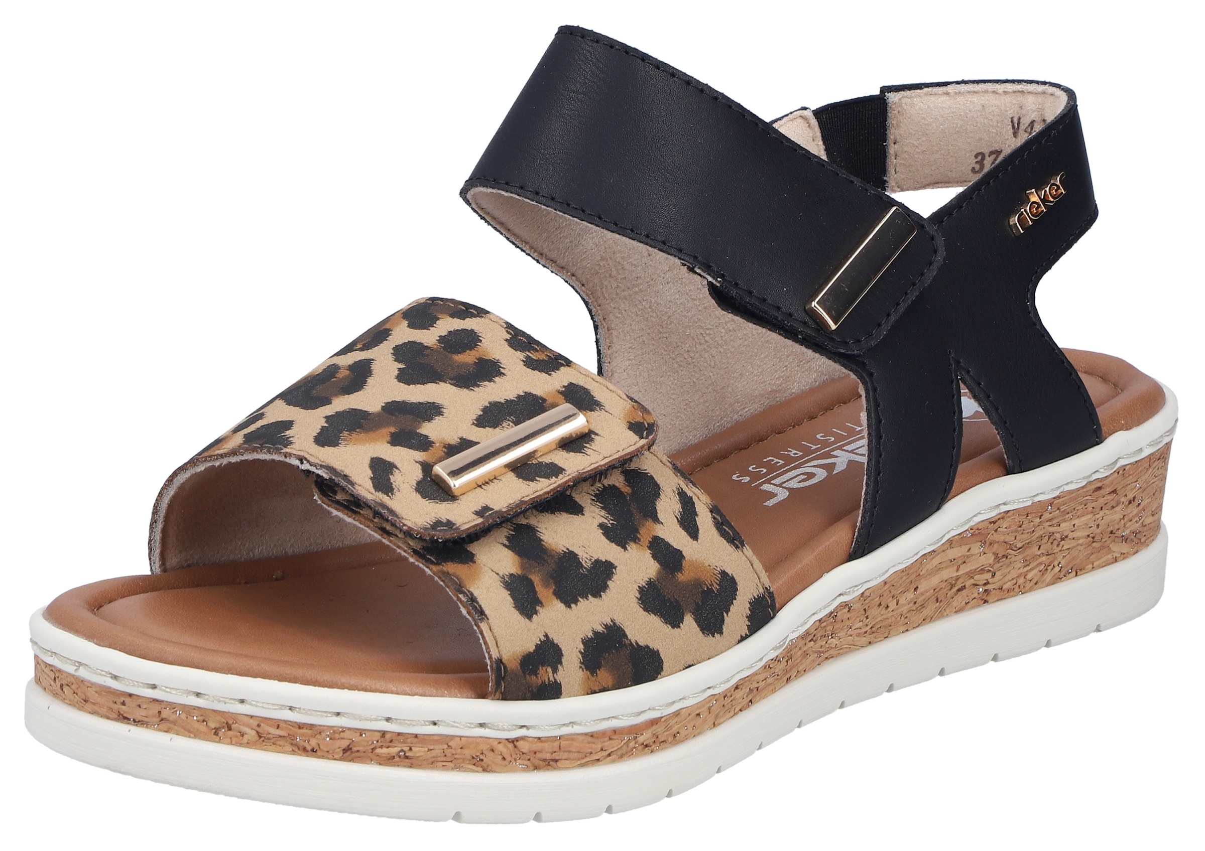 Image of Rieker Sandale Sommerschuh, Keilsandalette, Plateausandale mit Klett