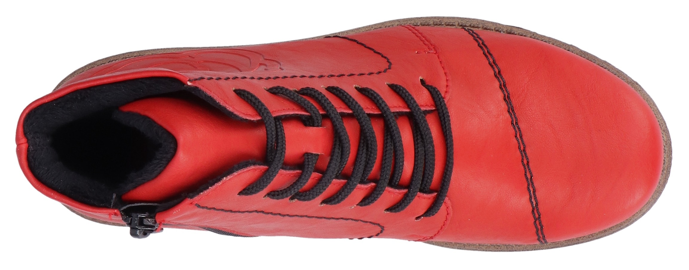 Rieker Schnürstiefelette, Schnürboots, Reissverschluss-Stiefelette, Blockabsatz, Rosenmuster