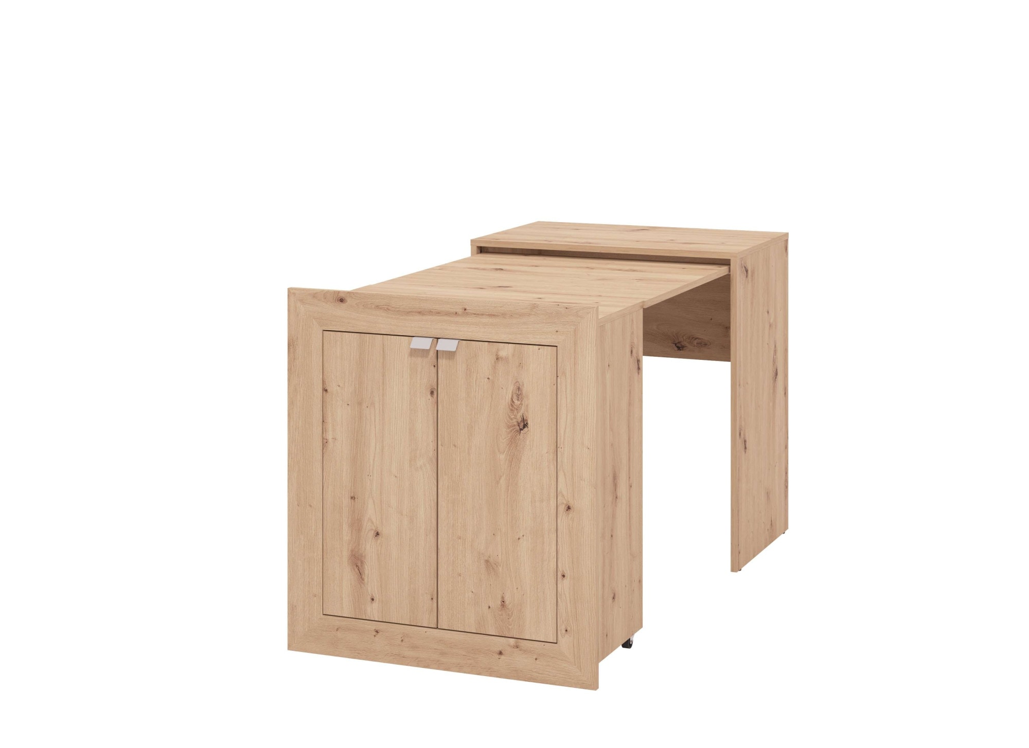 Image of Home affaire Schreibtisch "Eudox, ausziehbarer Tisch auf Rollen, Kommode mit 2 Türen & 3 Fächern" Platzsparender Schreibtisch, ausziehbar, mit viel Stauraum & Orga