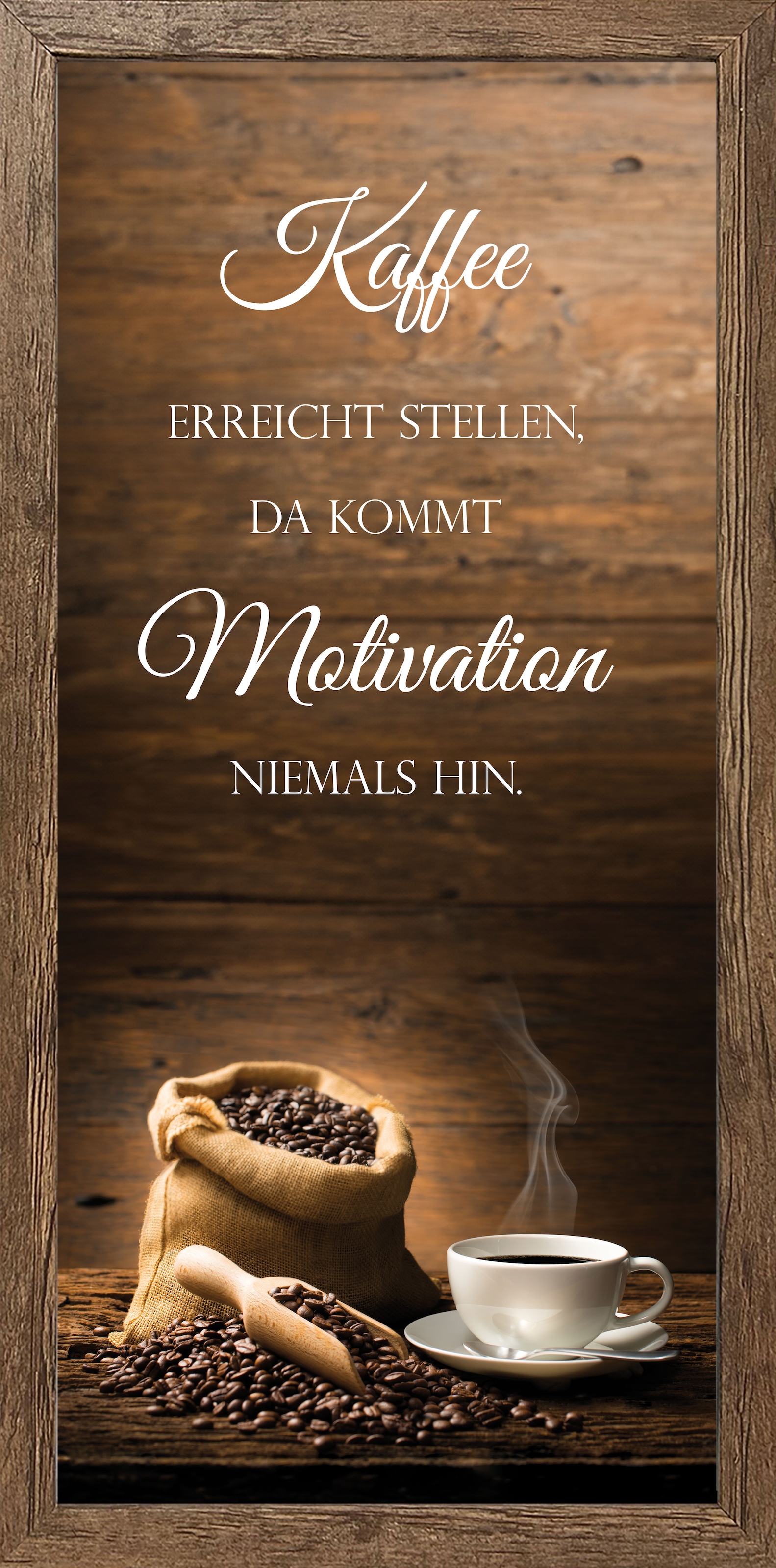 Image of Bönninghoff Bild mit Rahmen "Wandbild gerahmt KAFFEEBEUTEL MIT SPRUCH 23x49 cm – Wanddeko" Kaffee Kaffee Bilder Sprüche Sprüche & Texte 1 Stk. tlg. mit dekorativem Rahmen