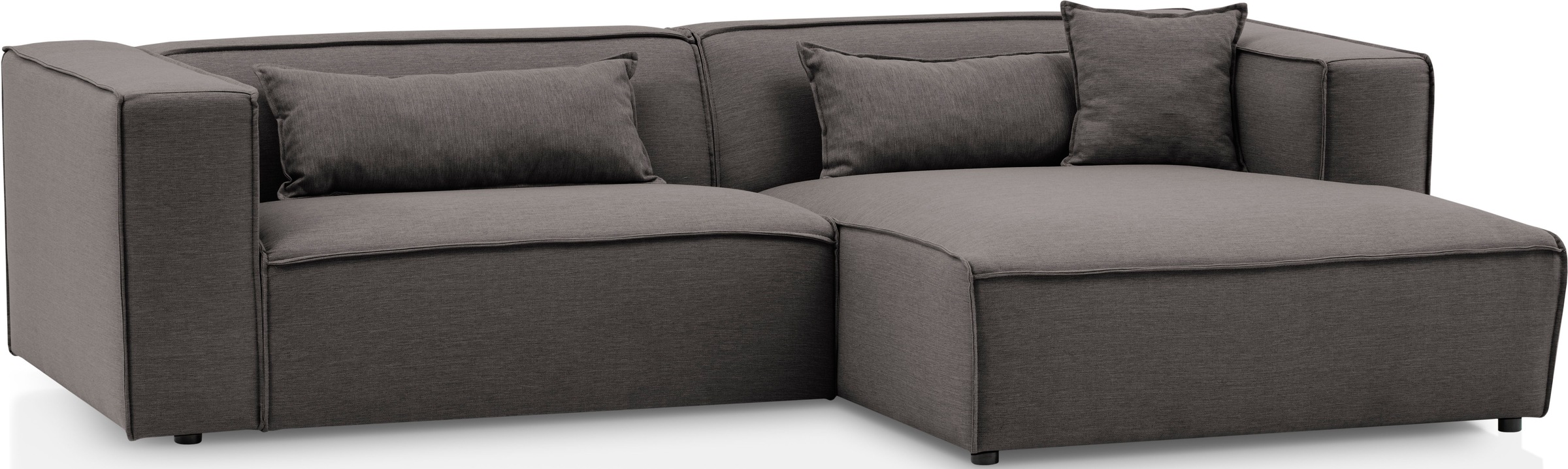 LeGer Home by Lena Gercke Ecksofa »PIARA mit Kedernaht in Cord oder Leinenoptik, moderne Couch in L-Form«, wahlweise Ottomane rechts/links, schwarze Füsse, bequemer Sitzkomfort