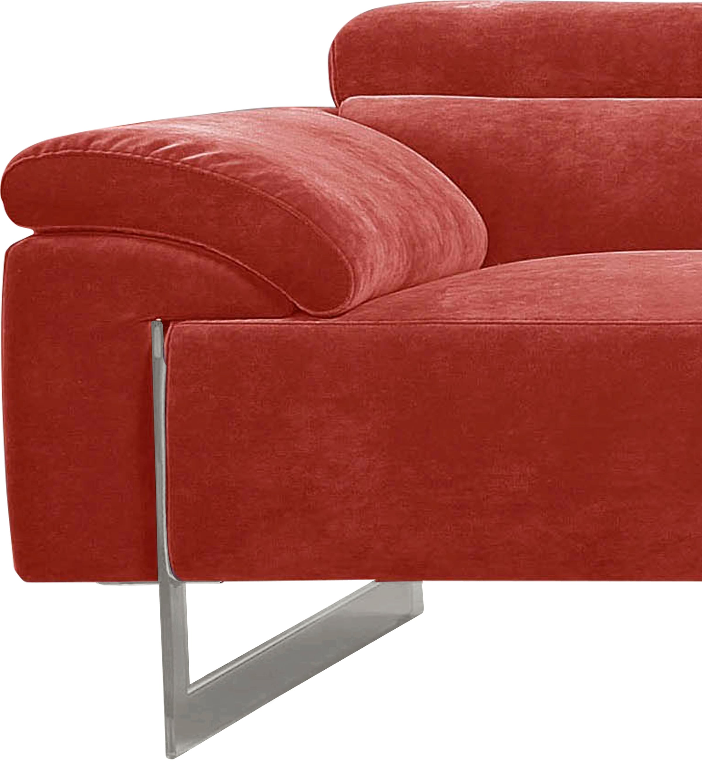 Egoitaliano 2,5-Sitzer »Malika, Designsofa mit hohem Sitzkomfort, edel und bequem« inkl. Kopfteilverstellung und chromfarbenen Metallfüssen