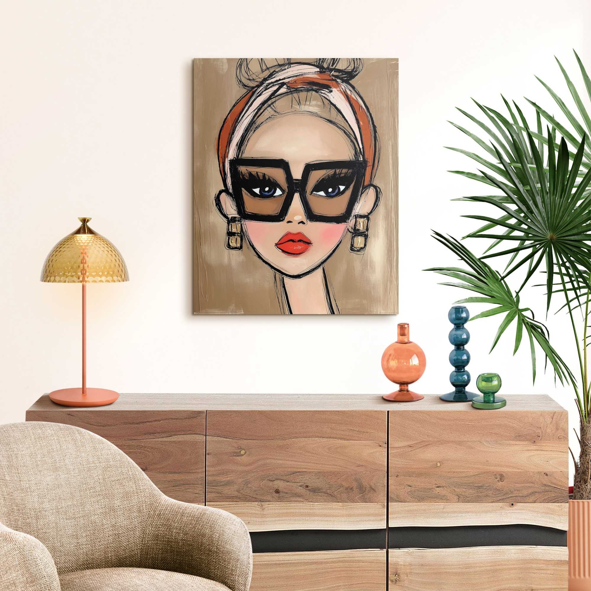Image of Reinders Deco-Panel "Modeikone" Menschen 1 Stk. tlg. Schlafzimmer - Beige - MDF - Frauen - 40x50 cm