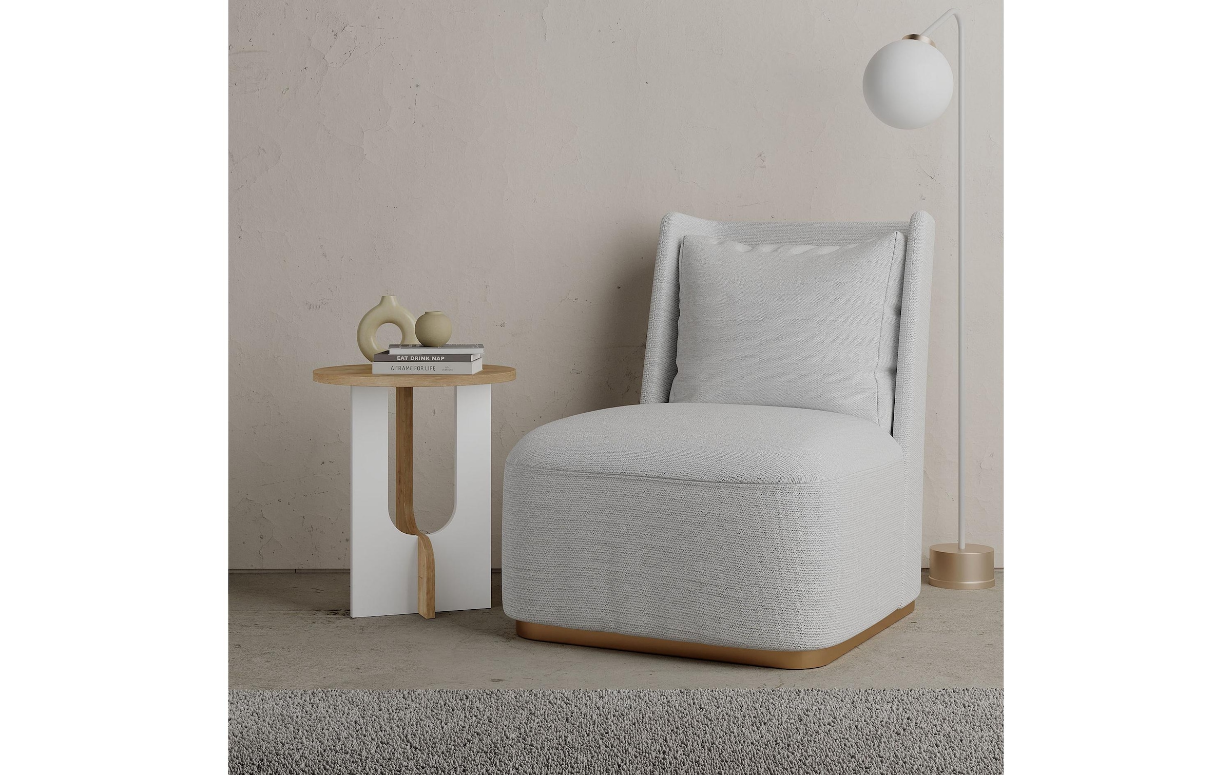 Beistelltisch »Woody Fashion Luna 40 x 47 x 40 cm, Nature/Weiss«