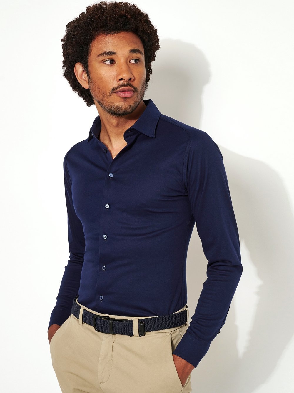 DESOTO Langarmhemd »Jerseyhemd Casual Kent langarm« Flexibler Stretch