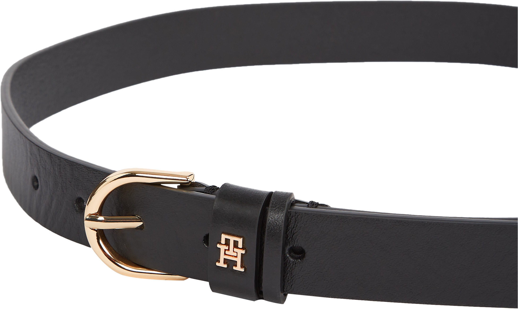 Tommy Hilfiger Ceinture en cuir »ESSENTIAL EFFORTLESS 2.5 cm breit GOLD« Logoemblem, weiche Haptik, ovale Einfachdornschliesse