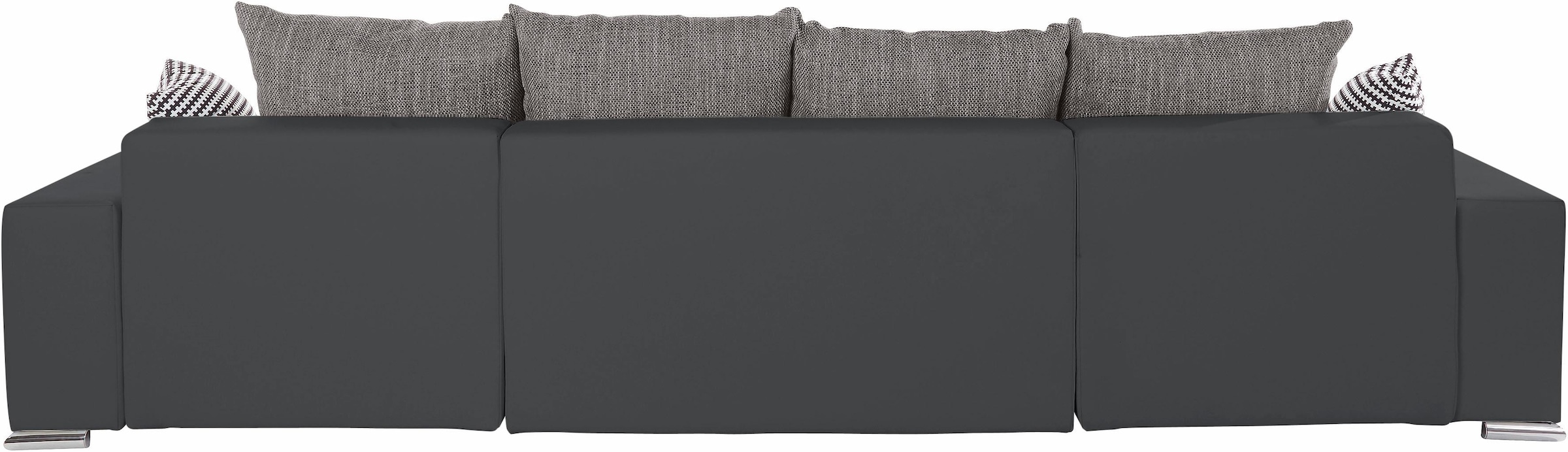 COLLECTION AB Wohnlandschaft »XL-Josy U-Form, Breite 313 cm, Kunstleder-Mix, Microfaser«, inkl. Bettfunktion, Bettkasten, mit 4 gleich grossen Rückenkissen
