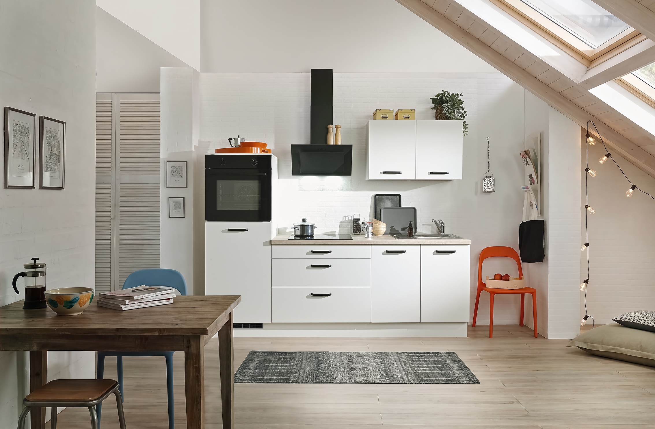 wiho Küchen Kitchenette »Compact« Largeur 240 cm, options avec appareils (avec réfrigérateur)
