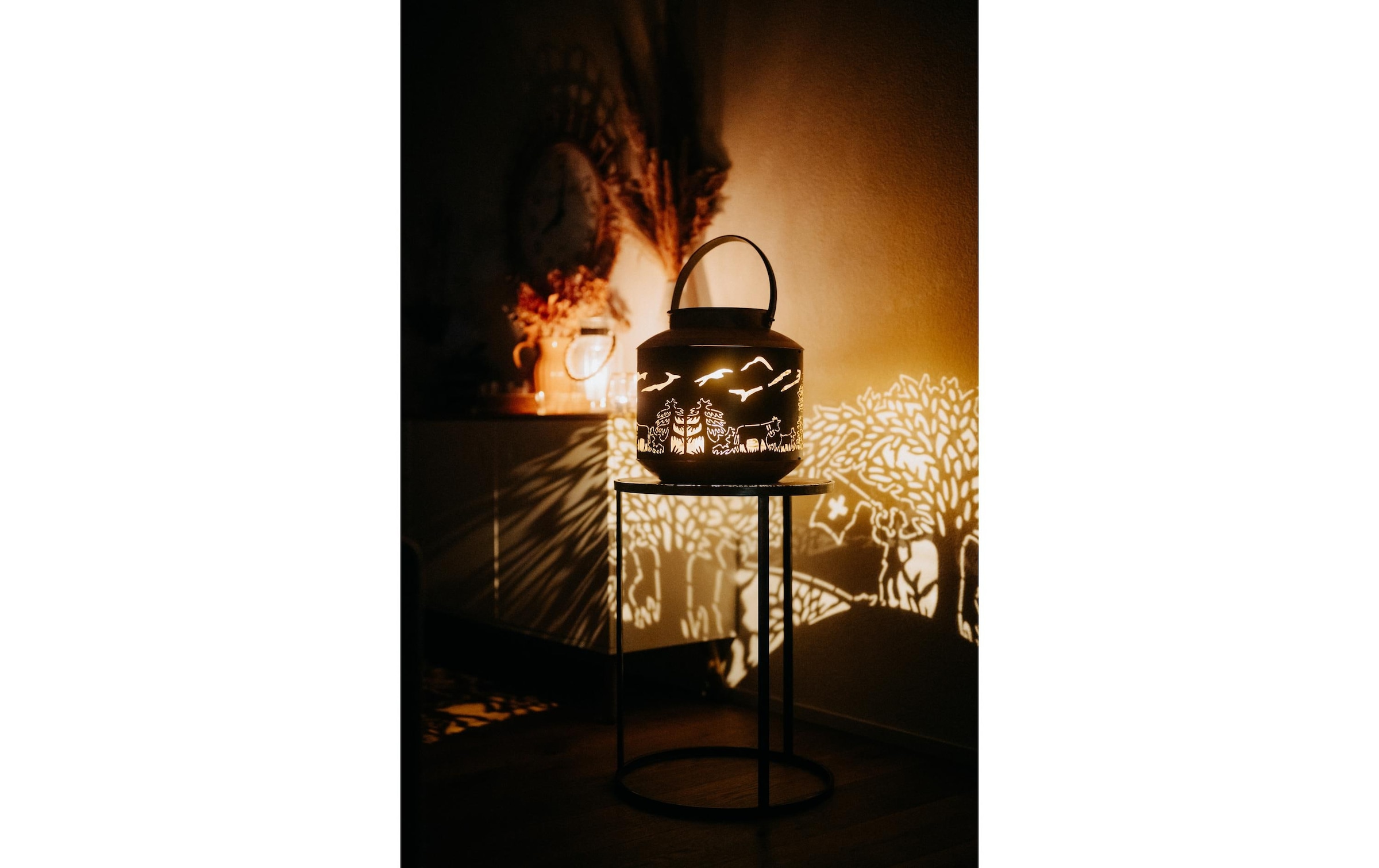 Kadastar Lanterne à bougie »Bergchilbi 37 cm« Laterne Scherenschnitt