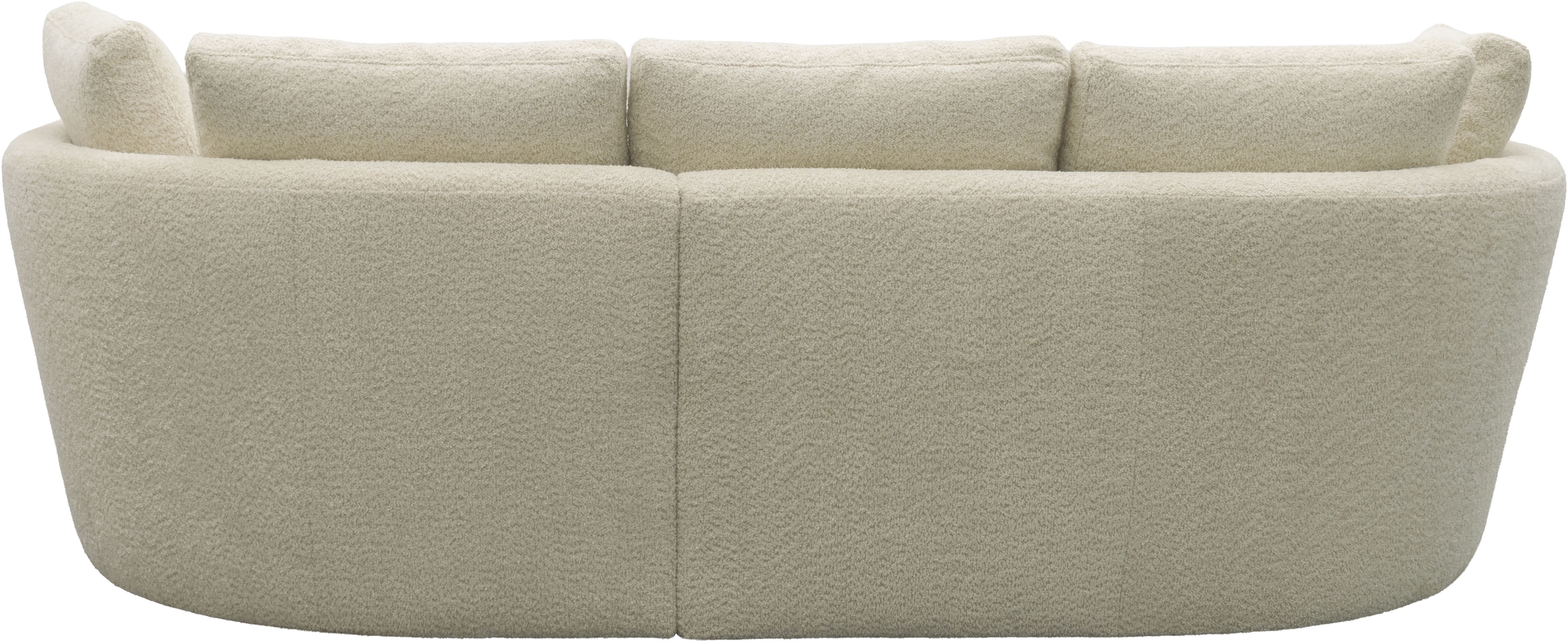 DOMO collection Canapé d'angle »Lumin, B/T: 267/170 cm, abgerunde Form, charmantes Design, cozy chic« Équipé de ressorts ensachés et de 5 coussins dorsaux