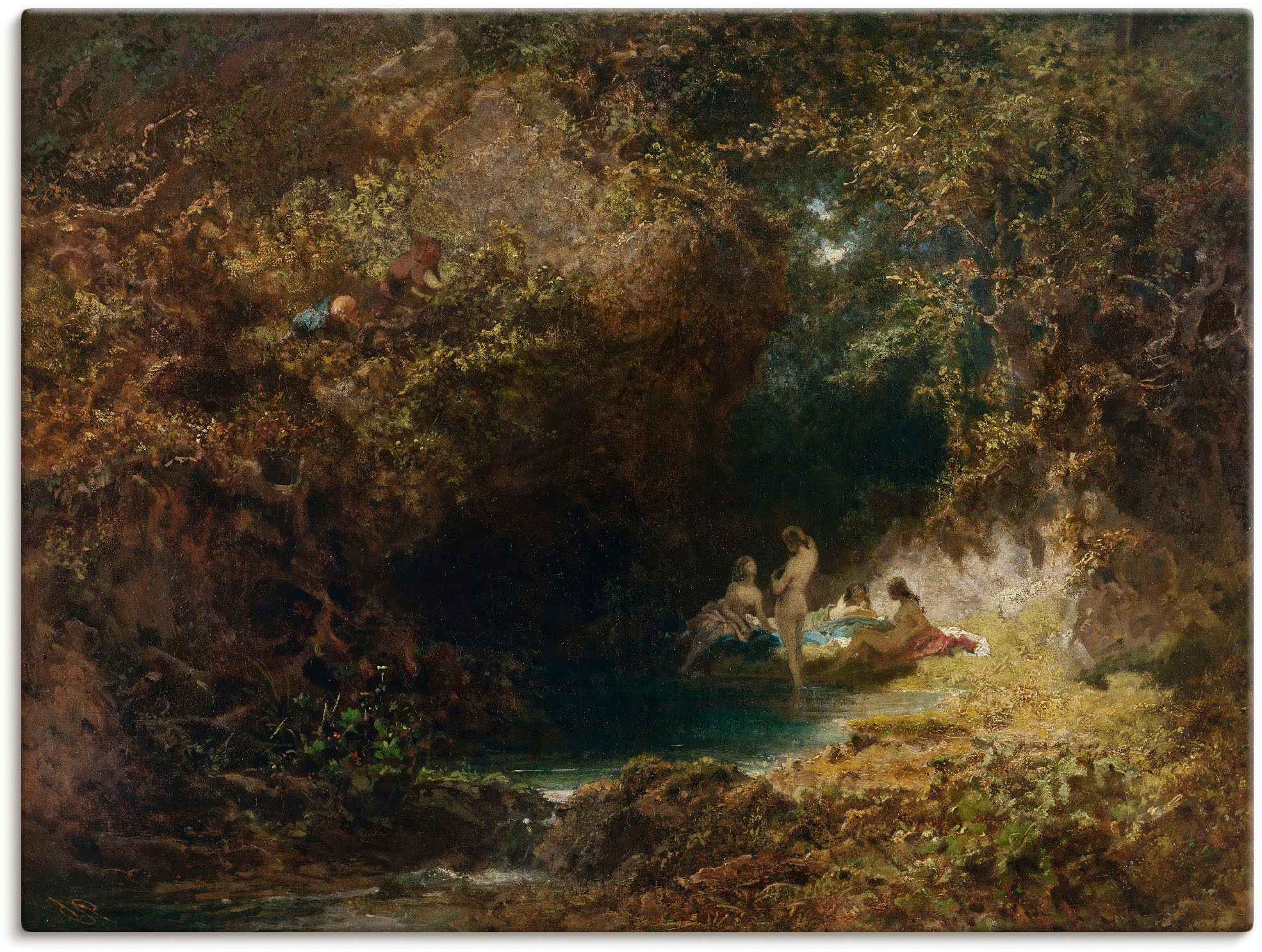 Image of Artland Wandbild »Badende Nymphen«, Frau, (1 St.), in vielen Grössen & Produktarten -Leinwandbild, Poster, Wandaufkleber / Wandtattoo auch für Badezimmer geeignet bei Ackermann Versand Schweiz