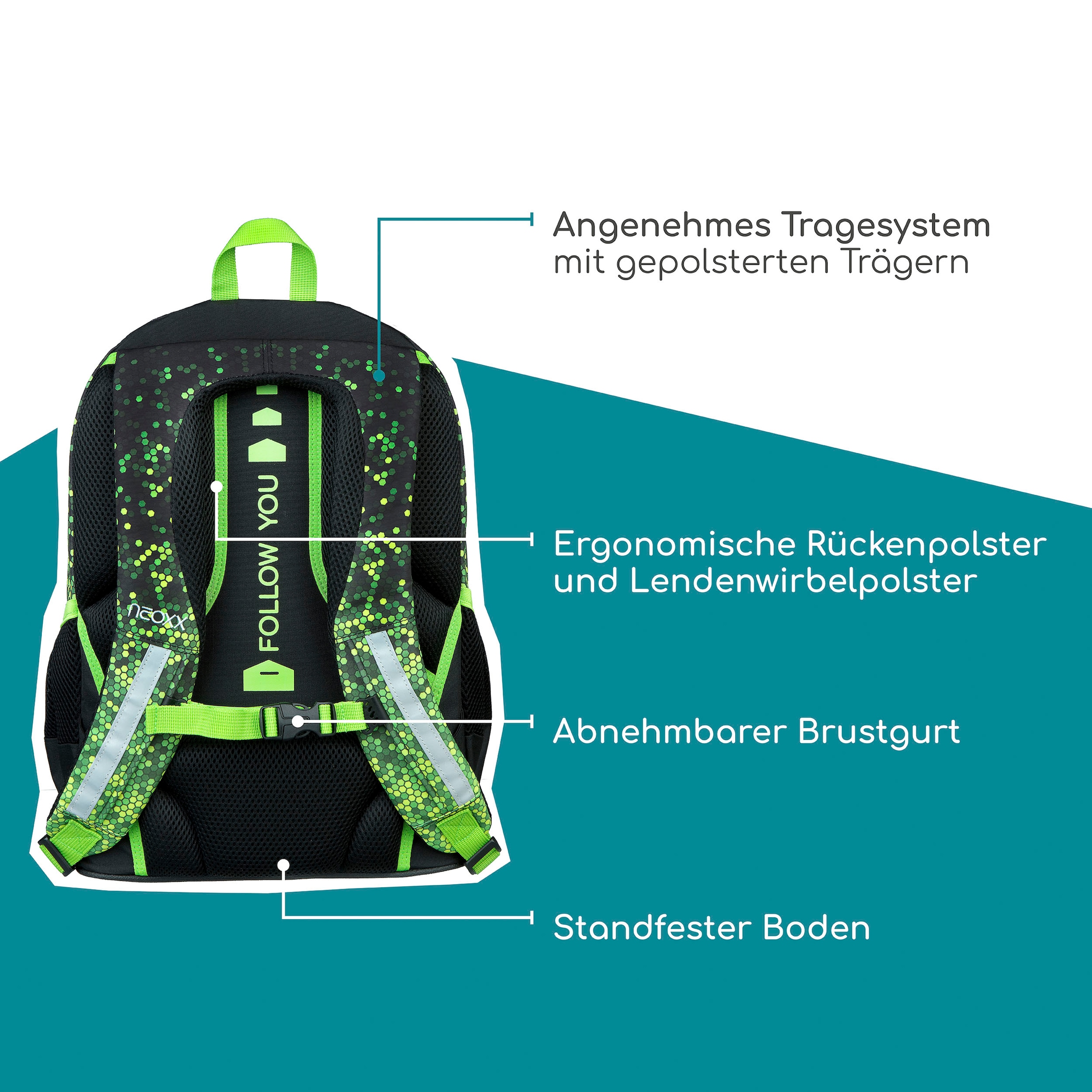 neoxx Schulrucksack »Flow, Pixel in my mind«, teilweise aus recyceltem Material