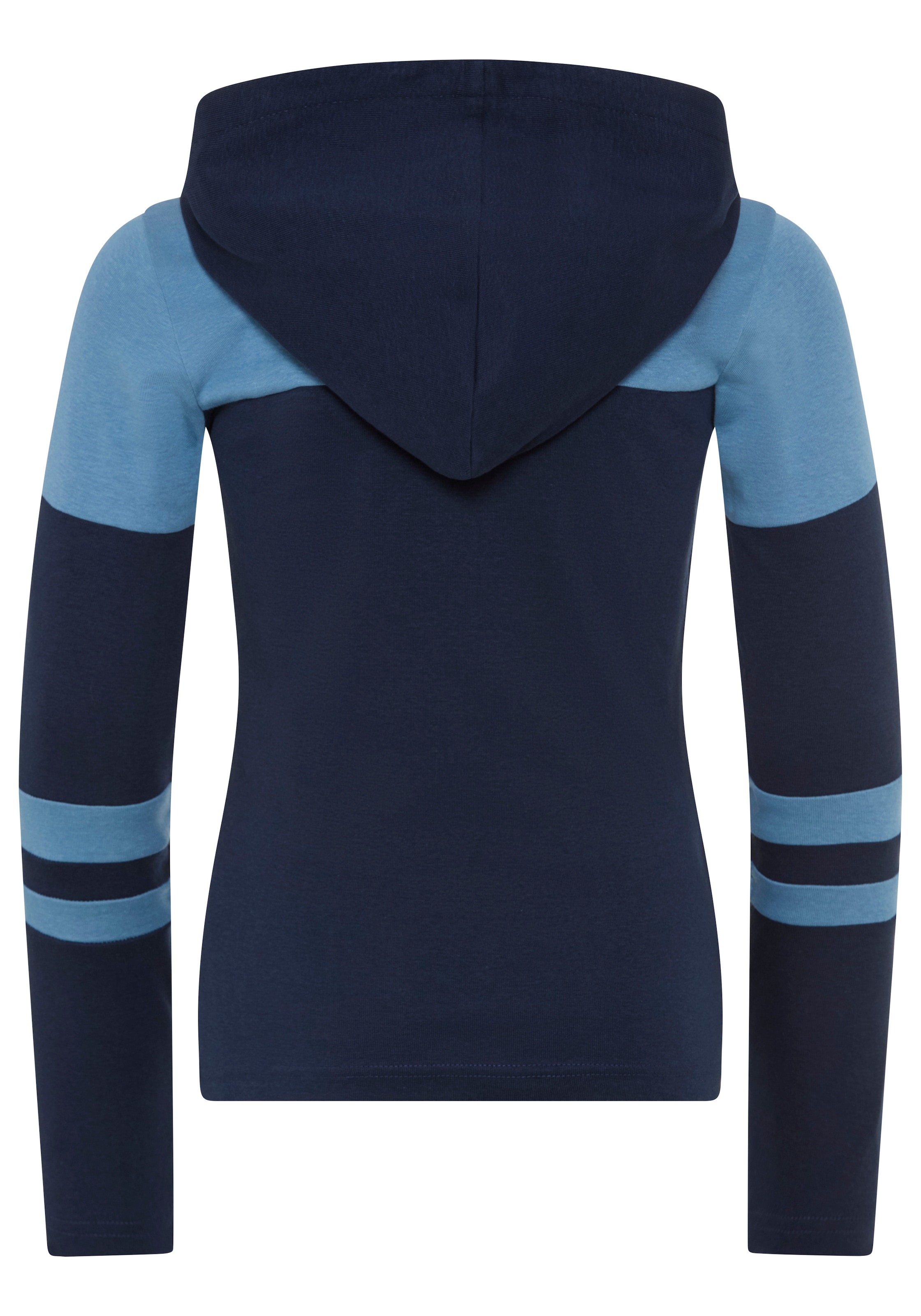 KangaROOS Langarmshirt »KangaROOS Kapuzenshirt in colorblocking Design« Colorblocking Shirt in eng anliegende Passform, Logo-Stickerei